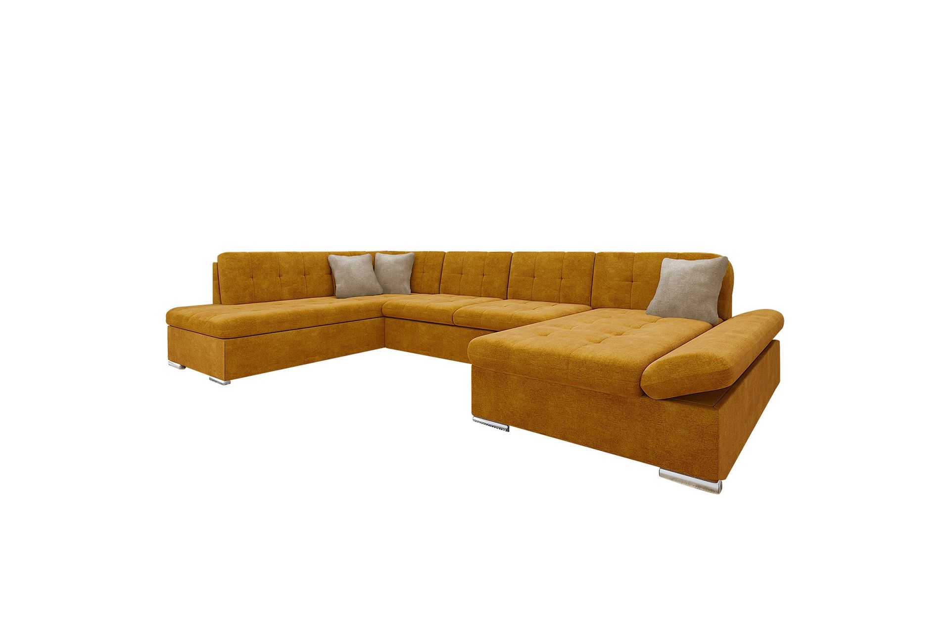 Zumar Soffa med Divan och Sch&auml;slong 4-sits - Gul/Beige