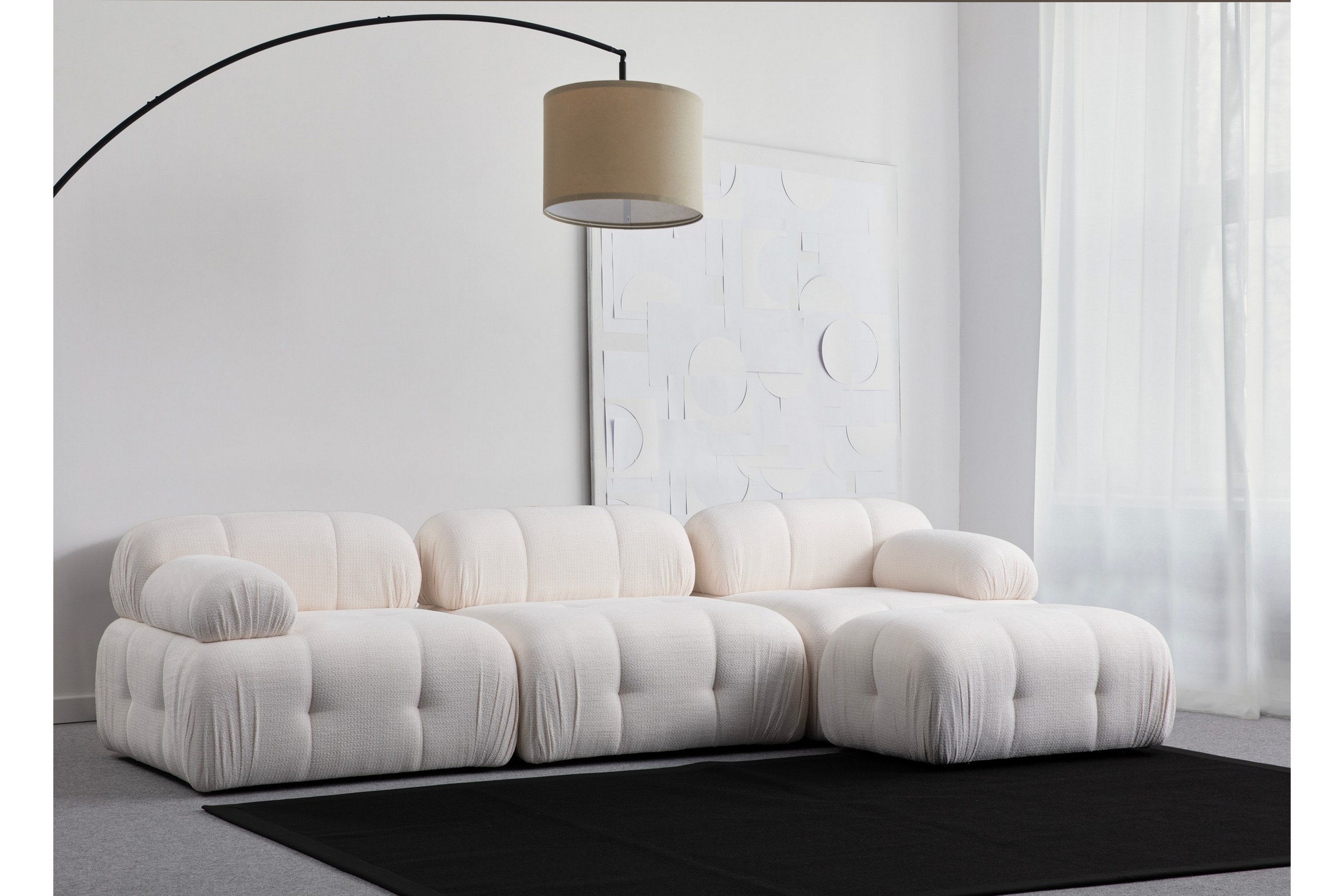 Bengul Soffa med Divan 3-sits Vit
