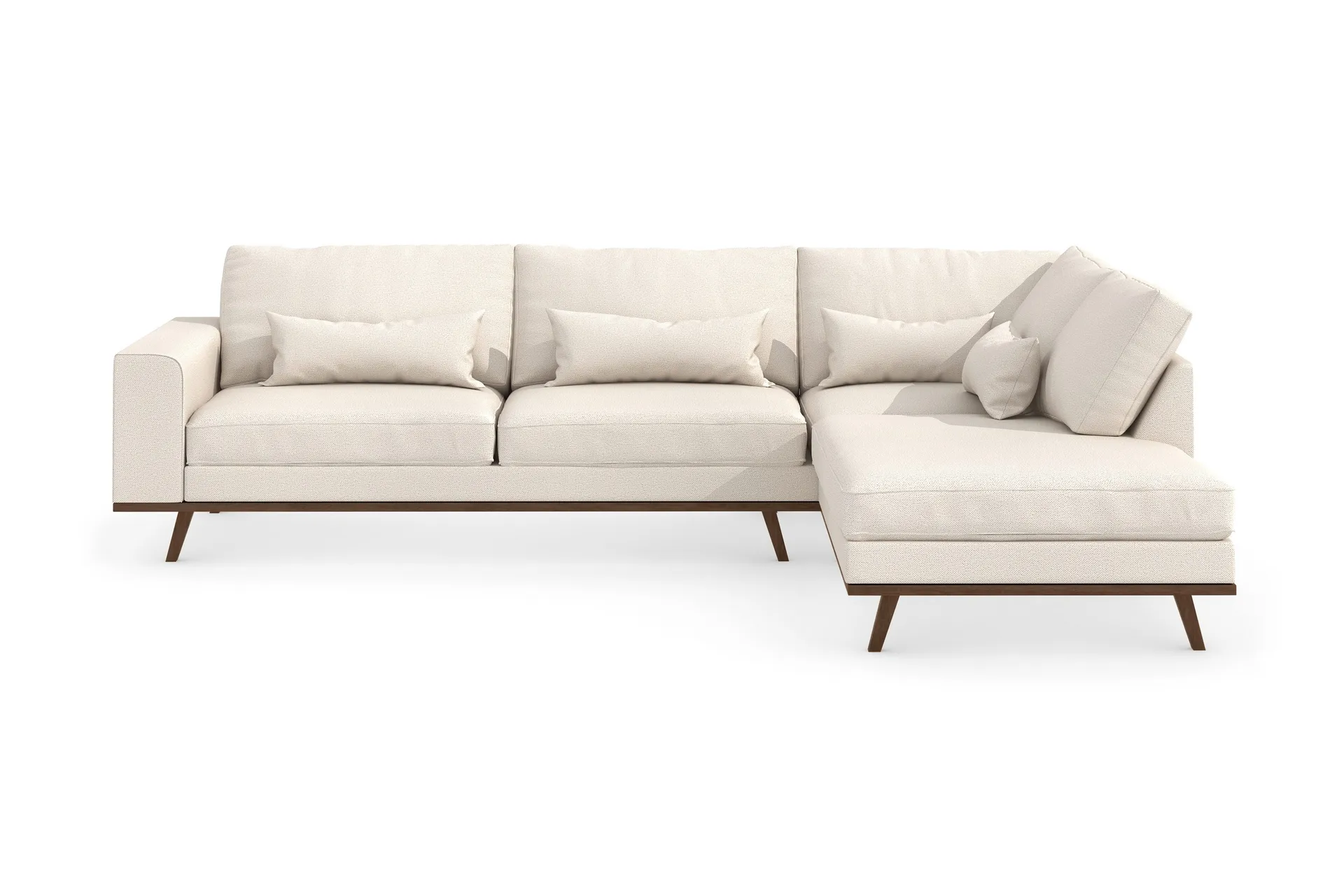 Copenhagen 4-sits H&ouml;gerv&auml;nd L-formad Sch&auml;slongsoffa i Tyg - Beige