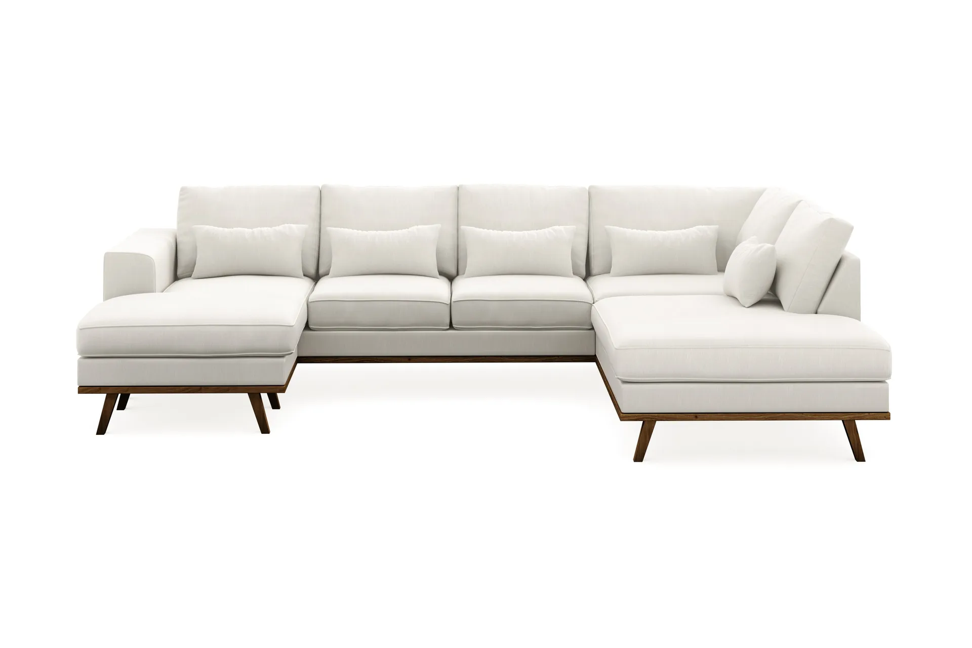 Copenhagen Compact 4-sits H&ouml;gerv&auml;nd U-formad Large Soffa med Divan och Sch&auml;slong i Tyg - Ljusgr&aring;