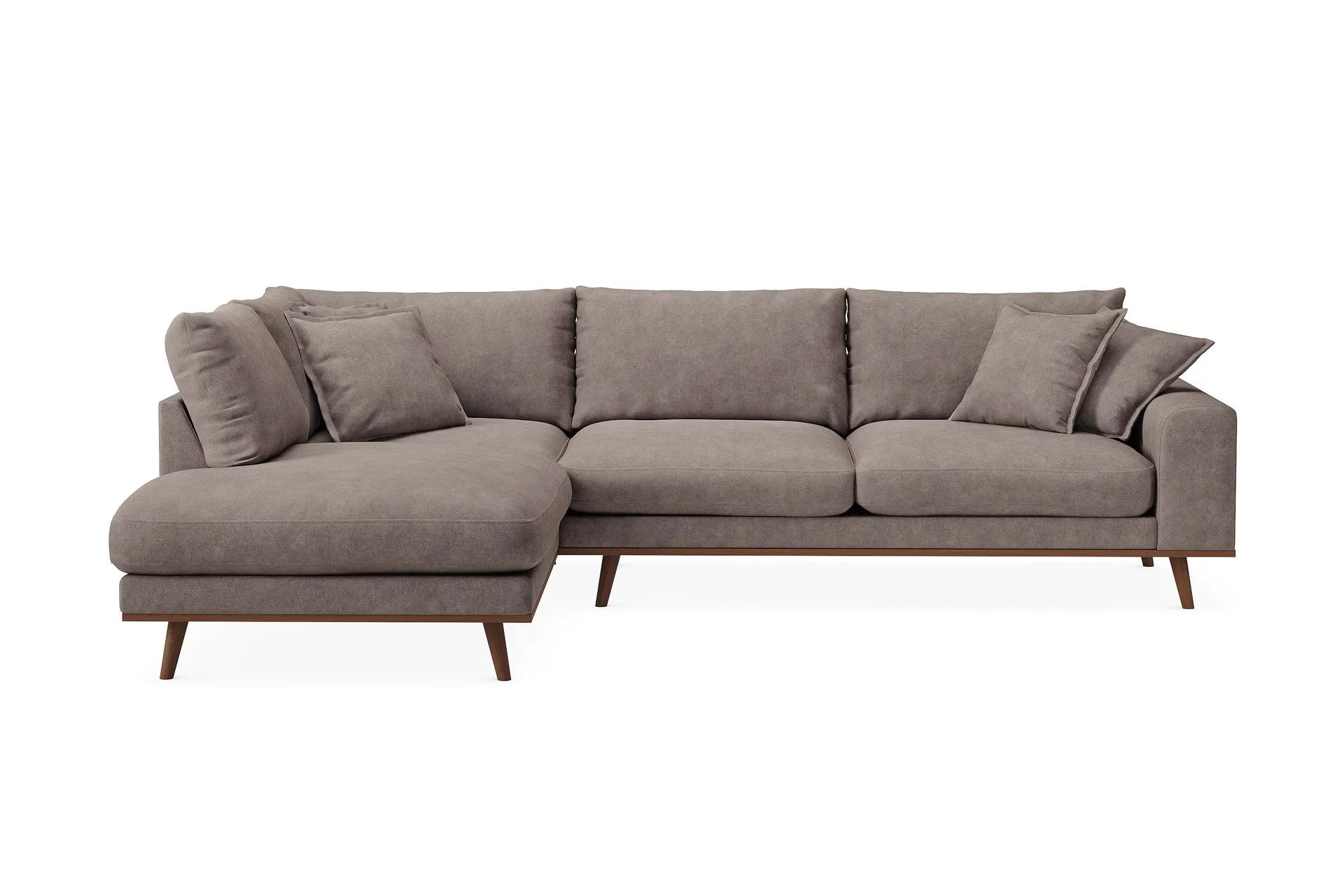 Copenhagen Premium 4-sits V&auml;nsterv&auml;nd L-formad Djup Sch&auml;slongsoffa i Tyg - Brun