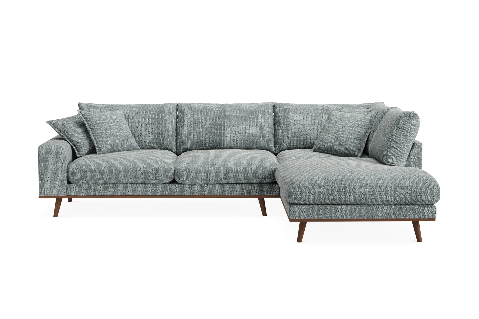 Copenhagen Premium 4-sits H&ouml;gerv&auml;nd L-formad Djup Sch&auml;slongsoffa i Chenille - Gr&aring;/Bl&aring;