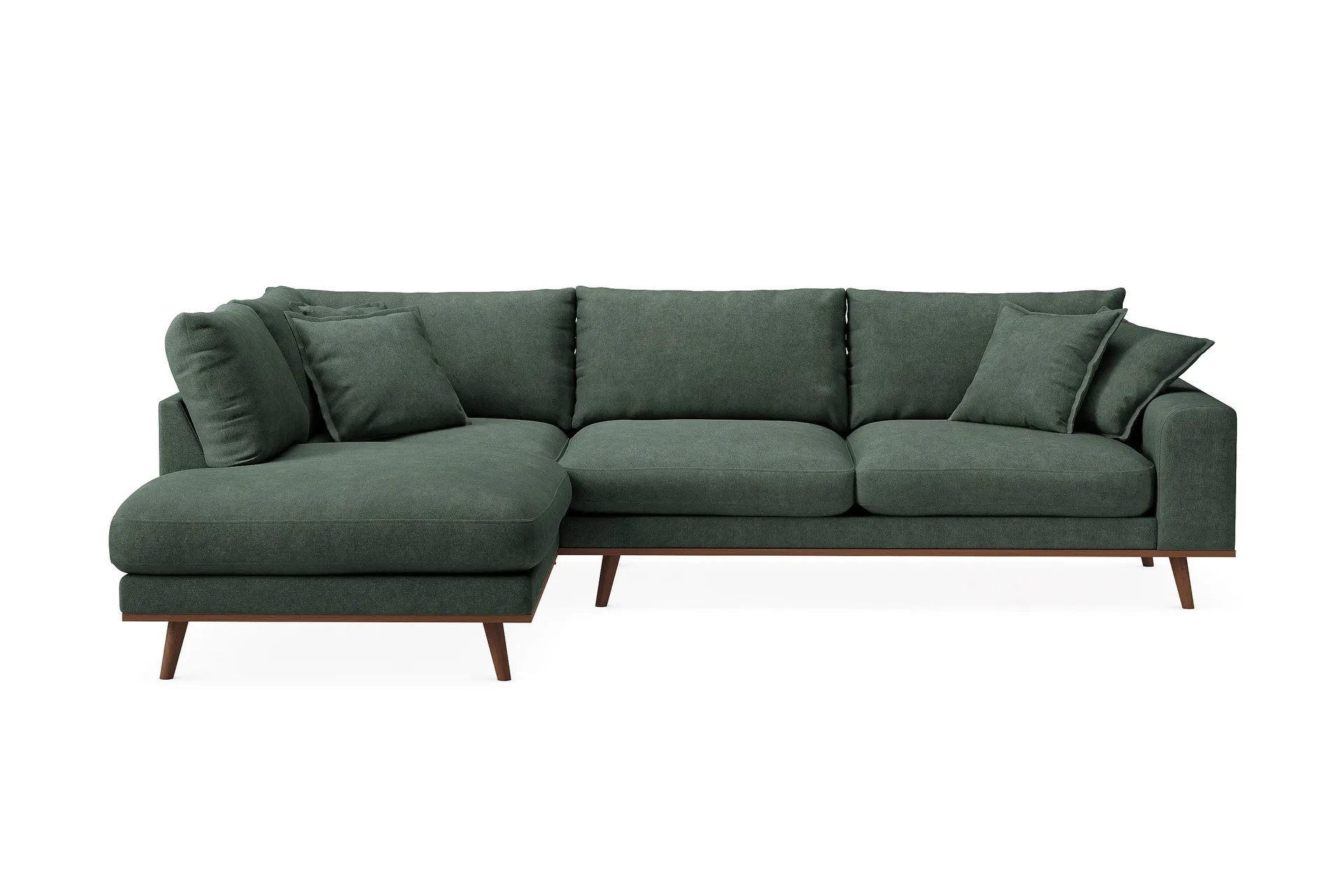 Copenhagen Premium 4-sits V&auml;nsterv&auml;nd L-formad Djup Sch&auml;slongsoffa i Tyg - Gr&ouml;n