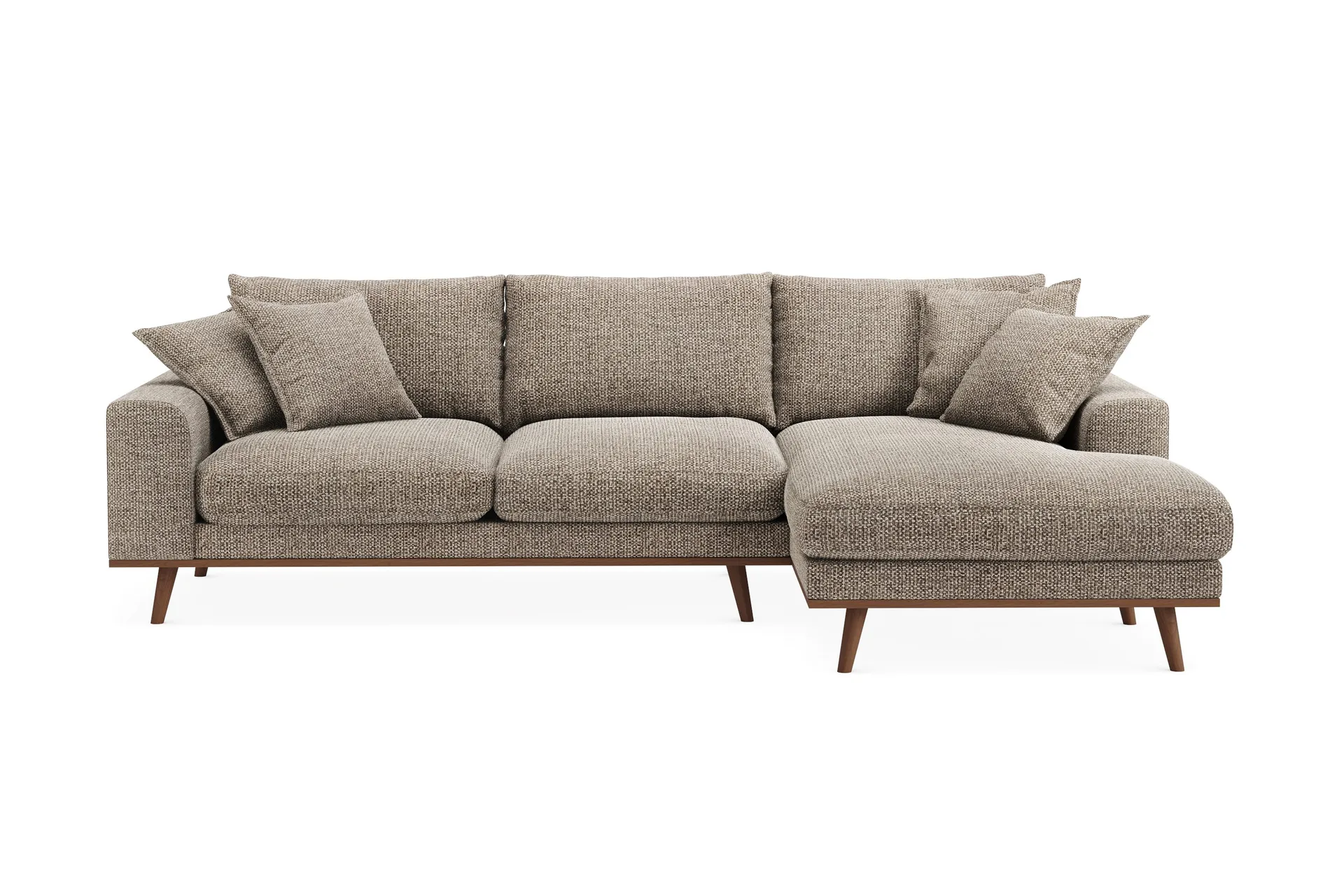 Copenhagen Premium 4-sits H&ouml;gerv&auml;nd L-formad Djup Divansoffa i Chenille - Brun