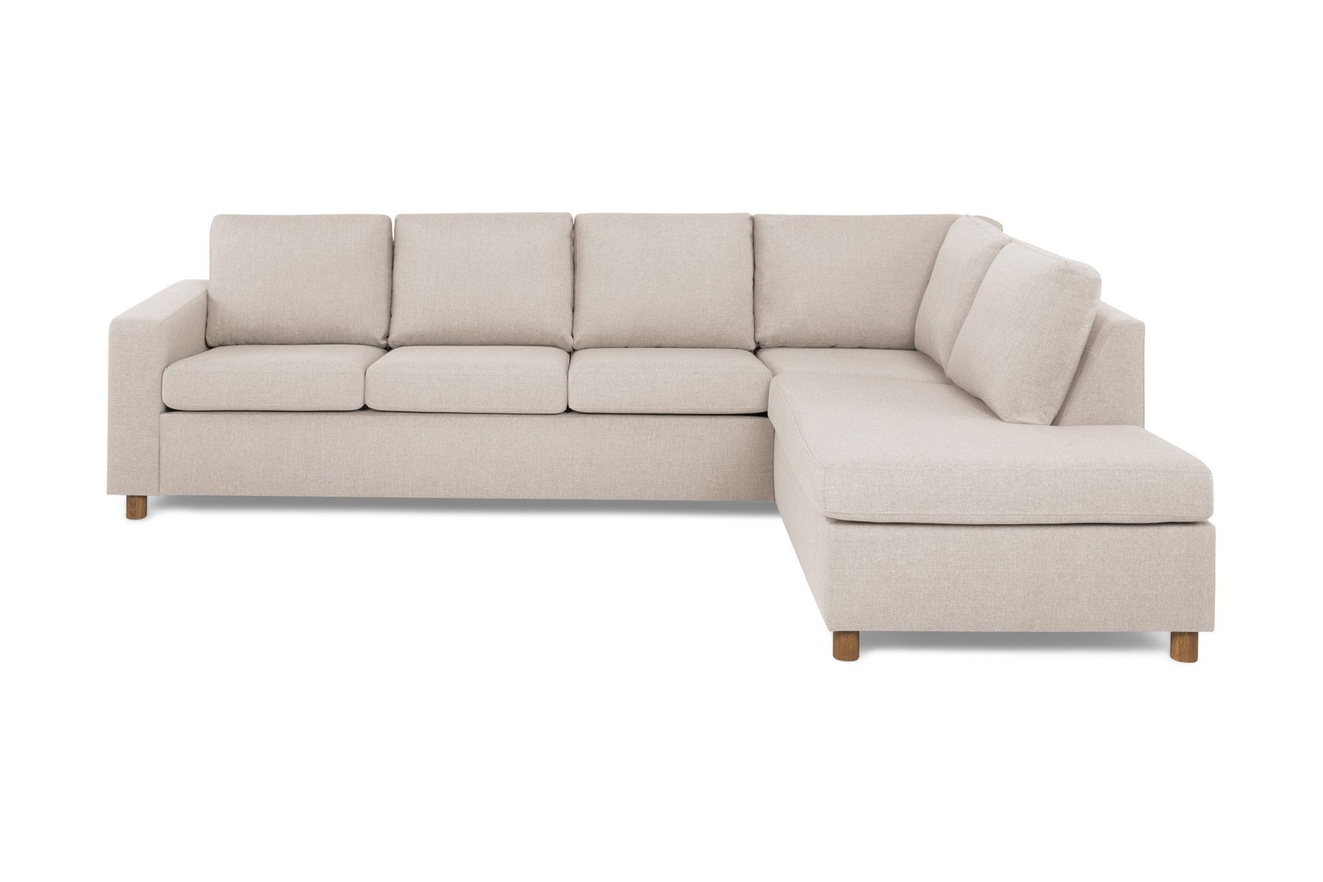 Crazy 4-sits H&ouml;gerv&auml;nd L-formad Sch&auml;slongsoffa i Tyg - Beige