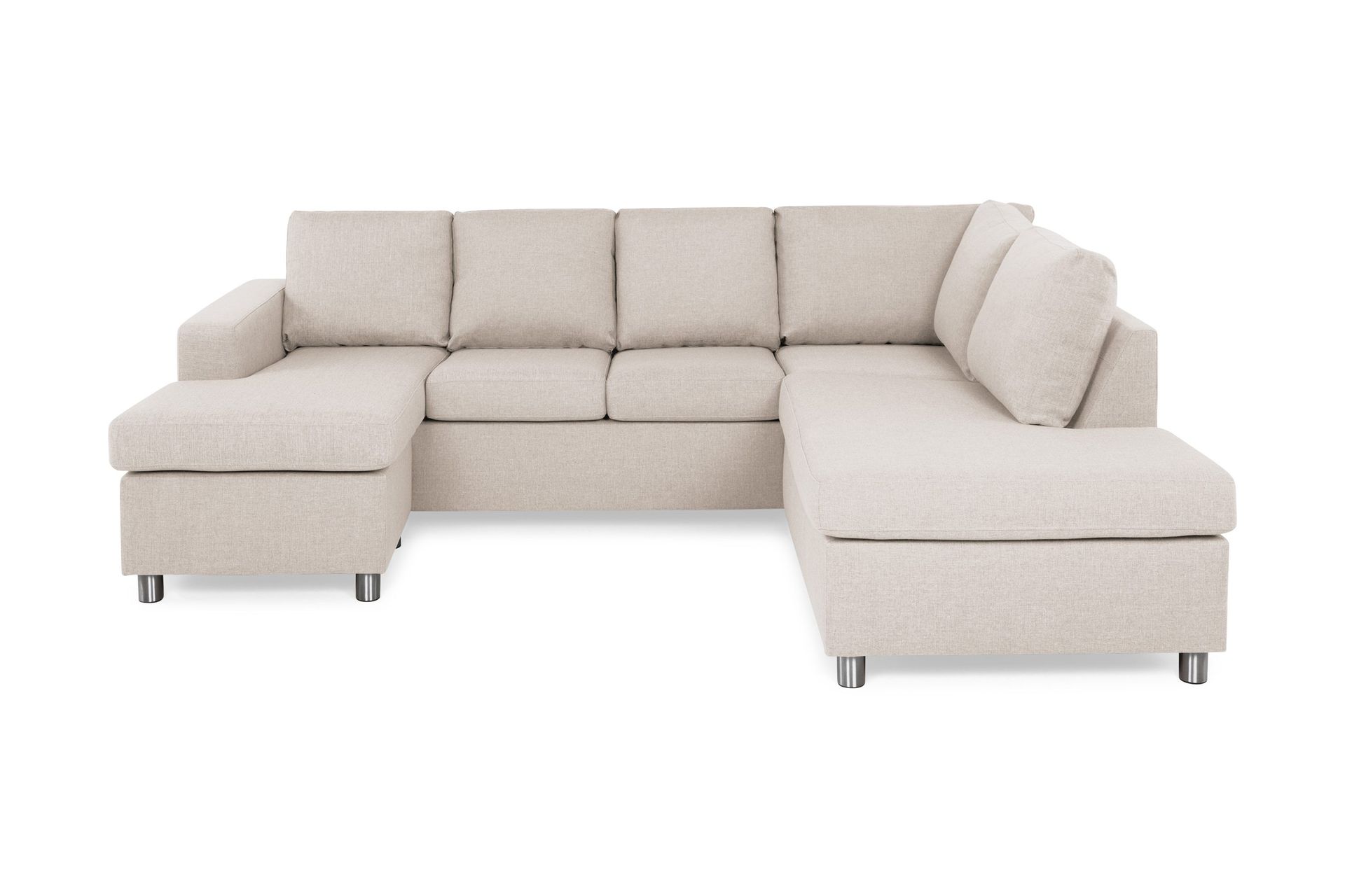 Crazy 4-sits H&ouml;gerv&auml;nd U-formad Small Soffa med Divan och Sch&auml;slong i Tyg - Beige