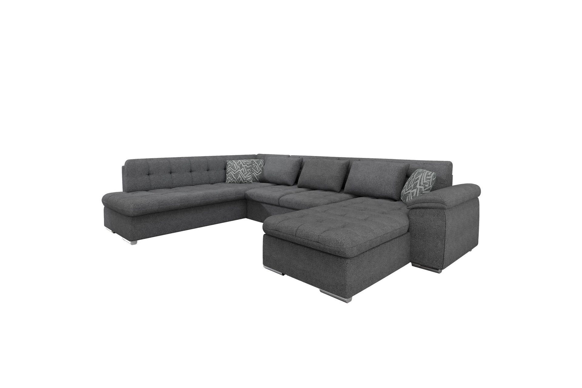Dynir Soffa med Divan och Sch&auml;slong 4-sits - M&ouml;rkgr&aring;/Ljusgr&aring;