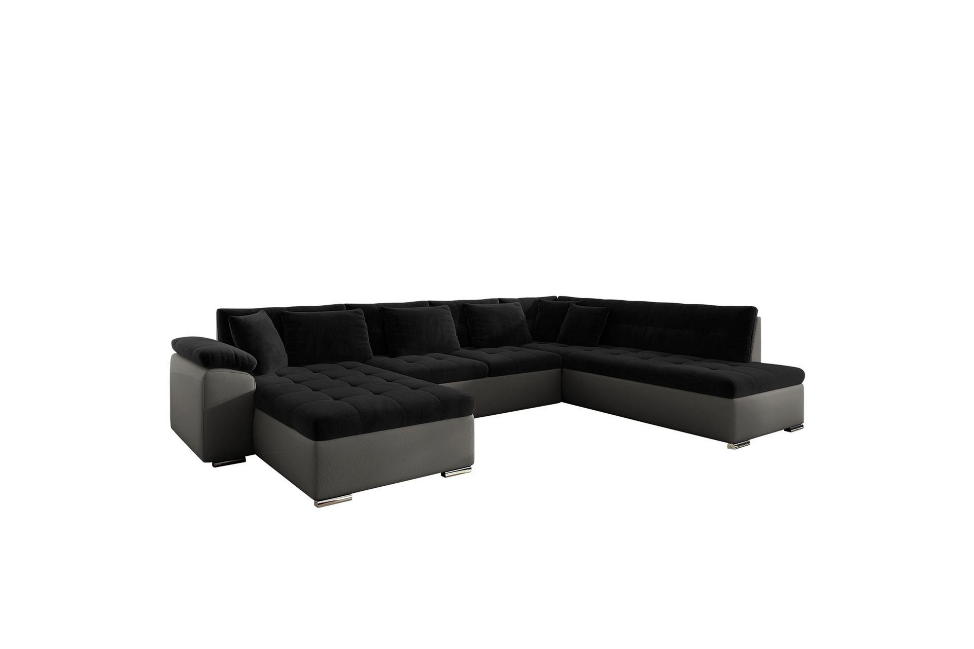 Dynir Soffa med Divan och Sch&auml;slong 4-sits - Svart/Gr&aring;