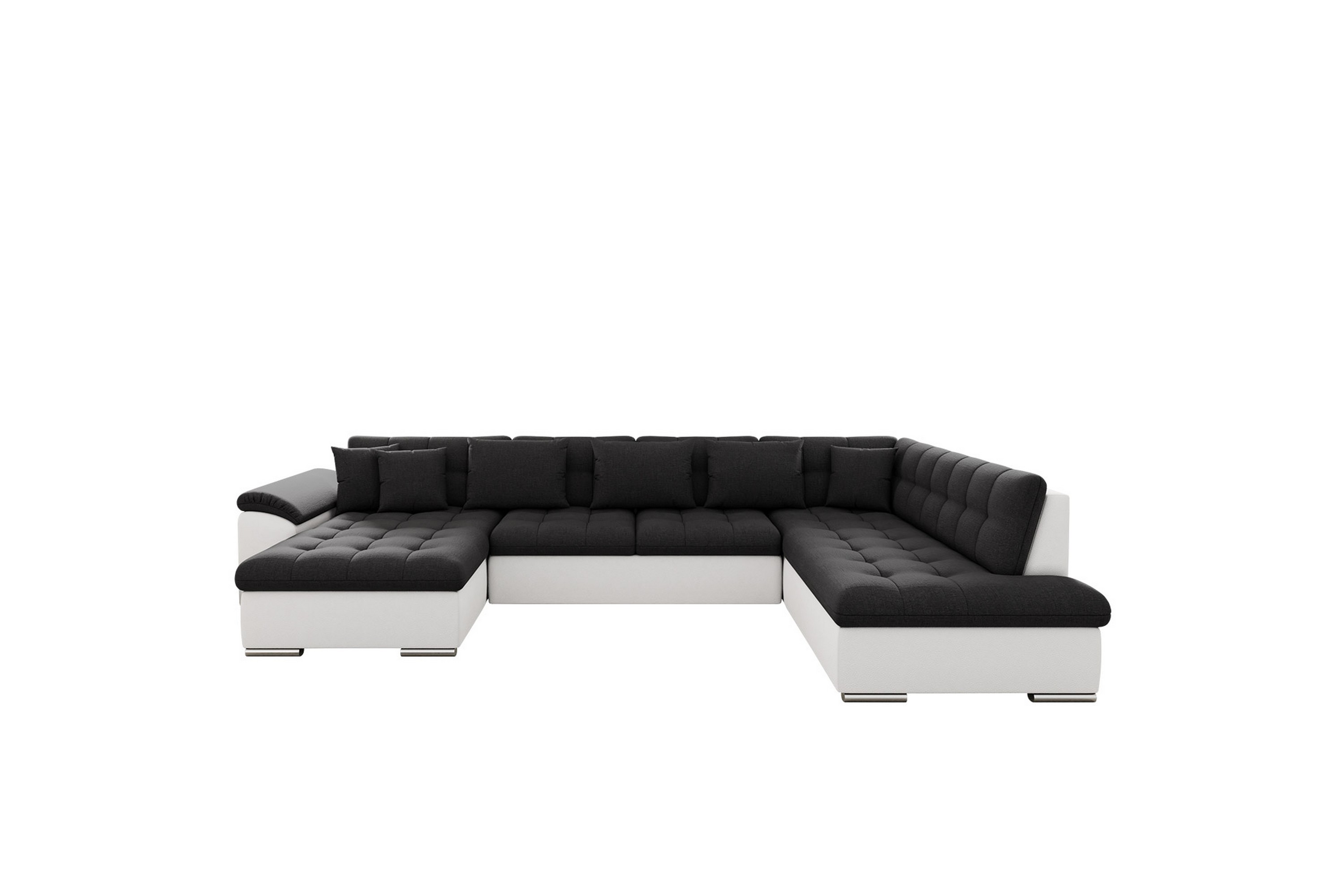Dynir Soffa med Divan och Schäslong 4-sits Vit/Svart