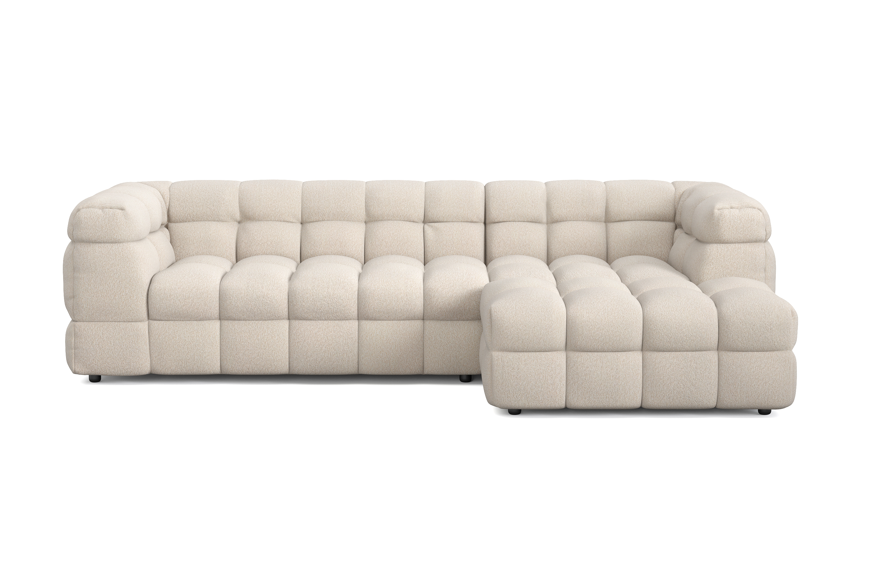elise 4-sits bubblig soffa med divan höger - beige