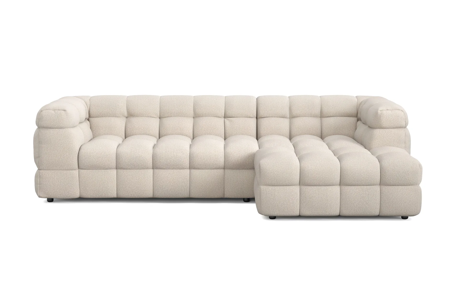 Elise 4-sits Bubblig Soffa med Divan H&ouml;ger - Beige