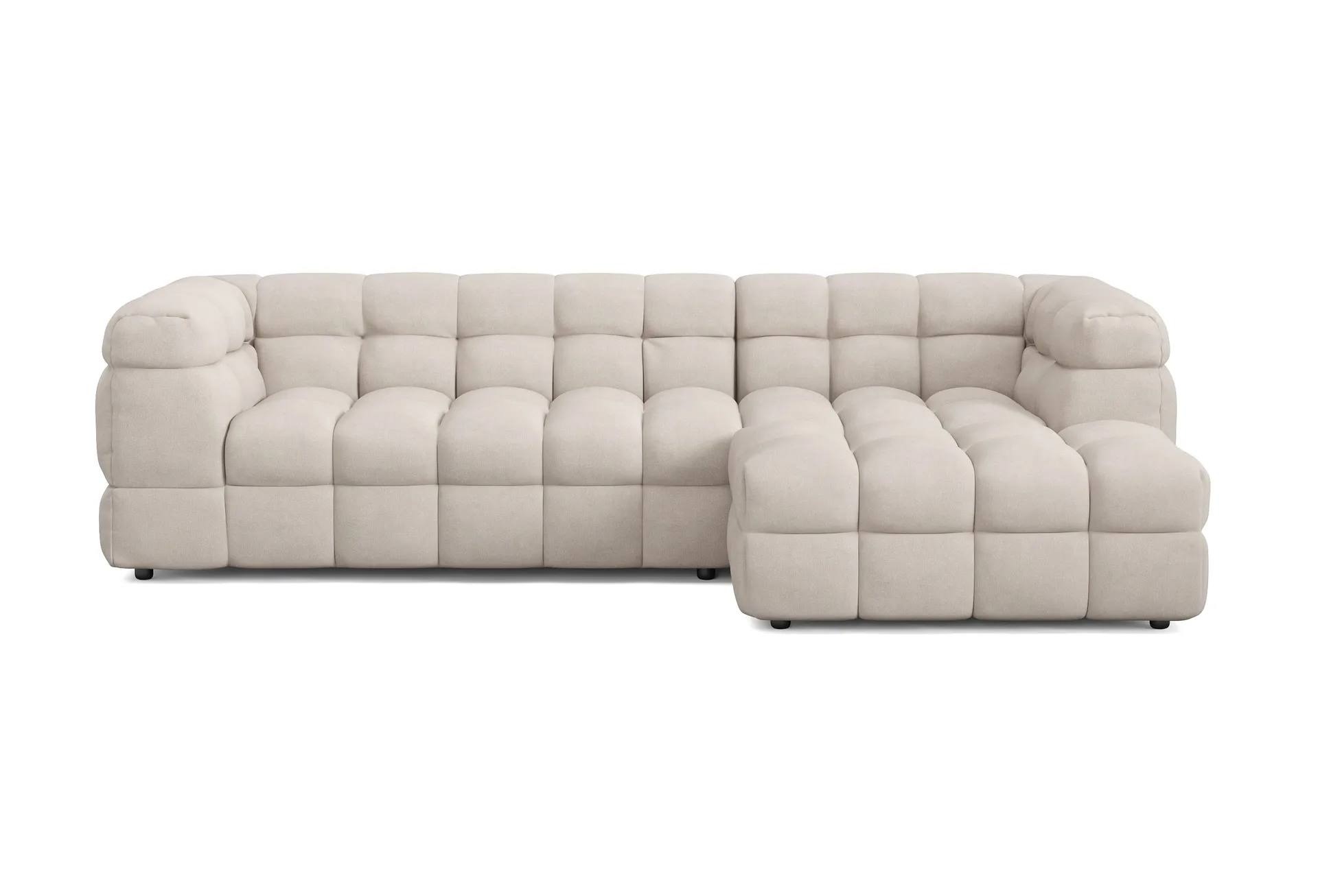 elise 4-sits bubblig soffa med divan höger - beige