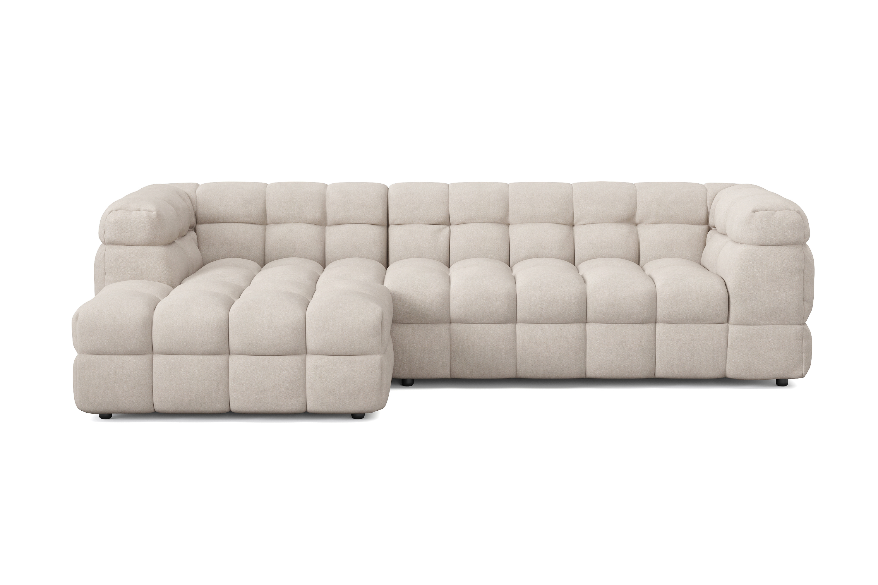 elise 4-sits bubblig soffa med divan vänster - beige