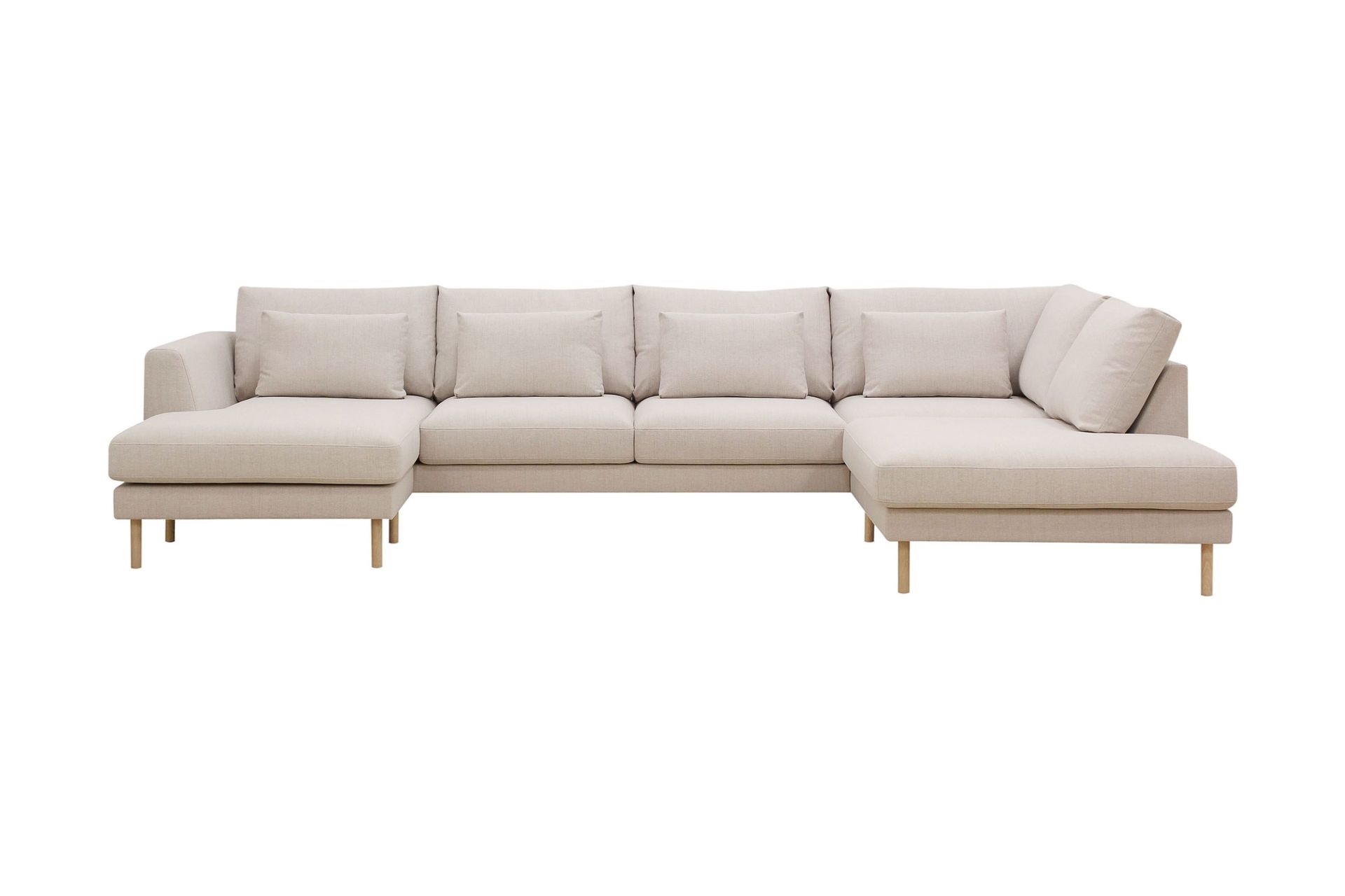 Florenz 4-sits H&ouml;gerv&auml;nd U-formad Soffa med Divan och Sch&auml;slong i Tyg - Beige