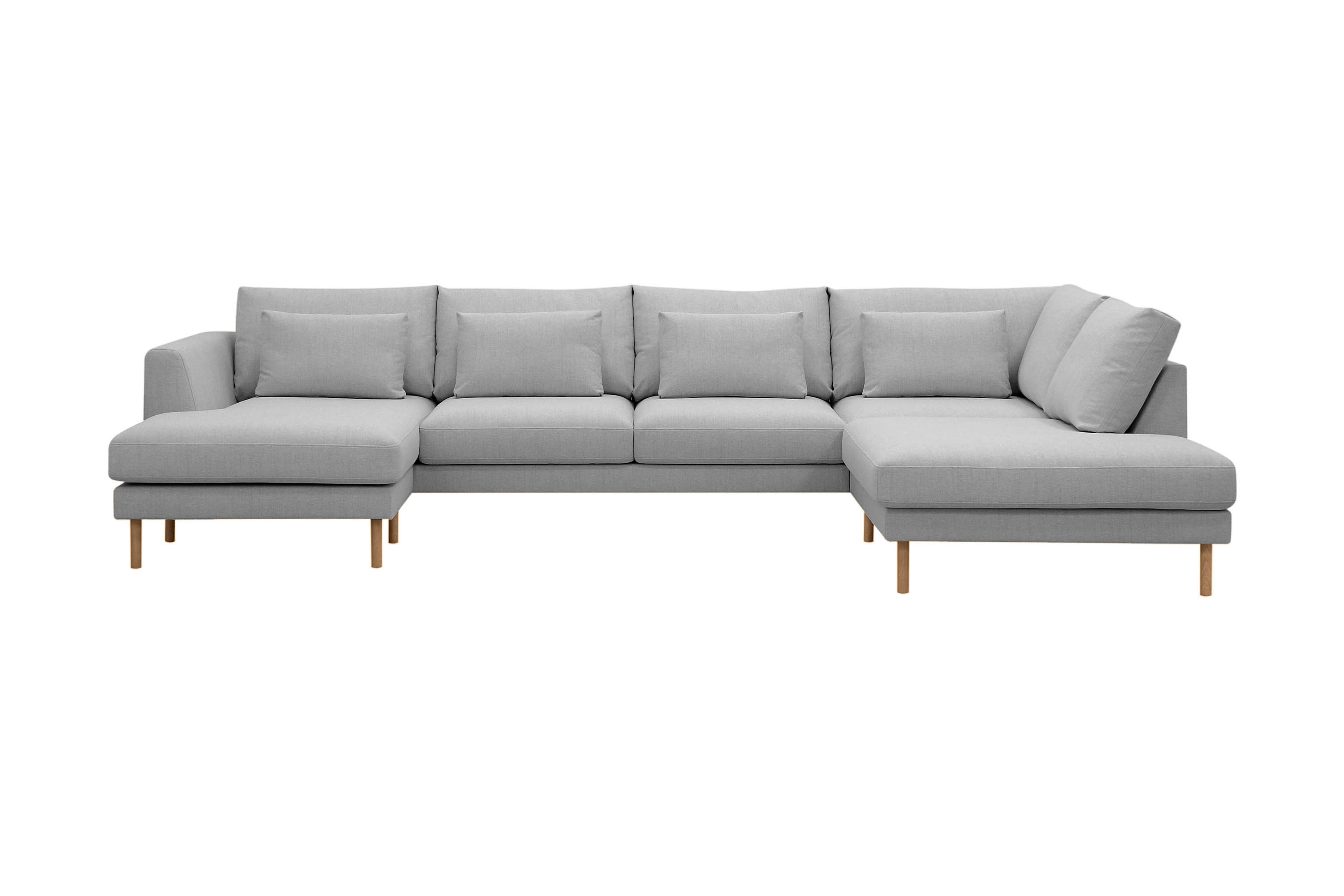 Florenz 4-sits Högervänd U-formad Soffa med Divan och Schäslong i Tyg Ljusgrå