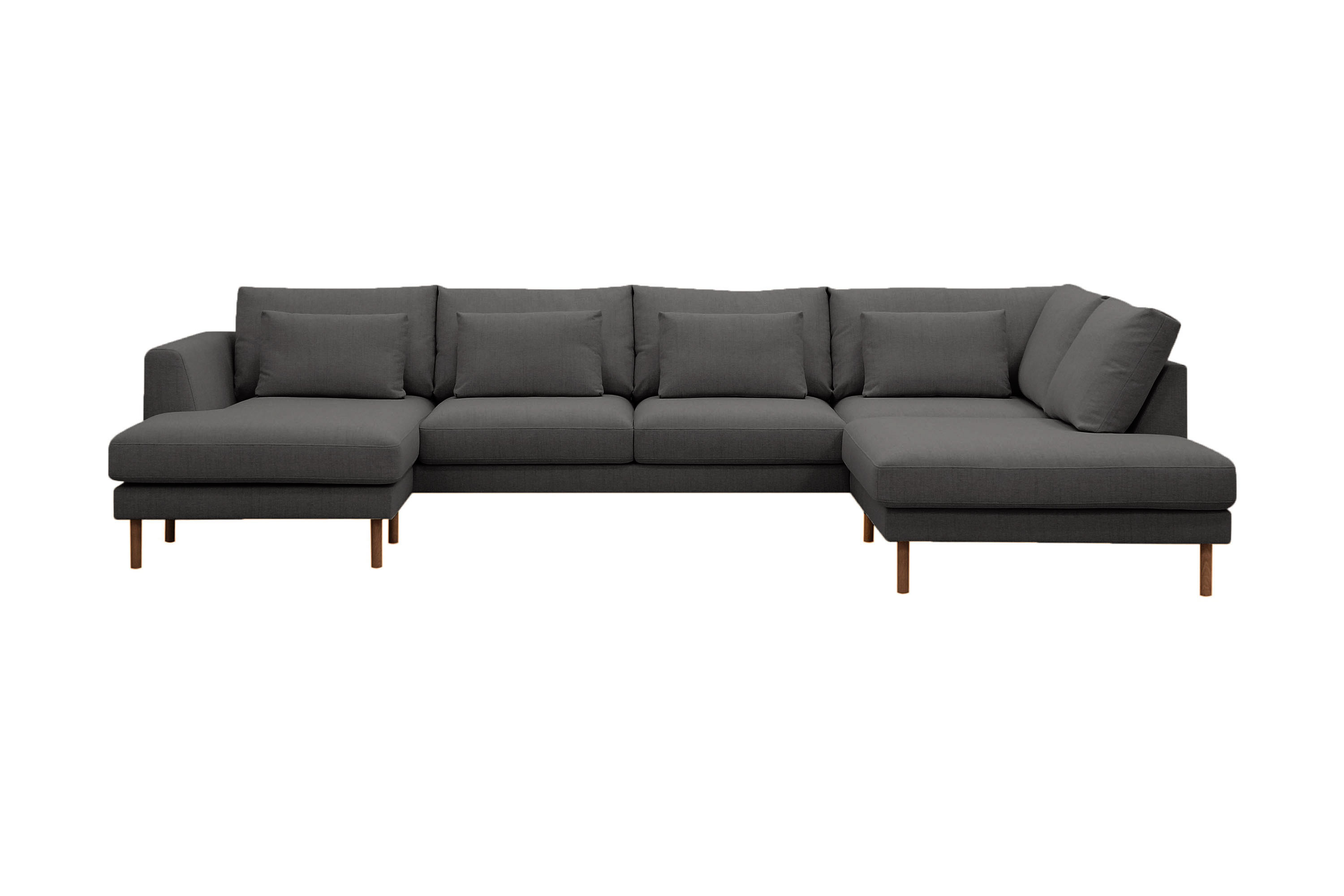 Florenz 4-sits Högervänd U-formad Soffa med Divan och Schäslong i Tyg Mörkgrå