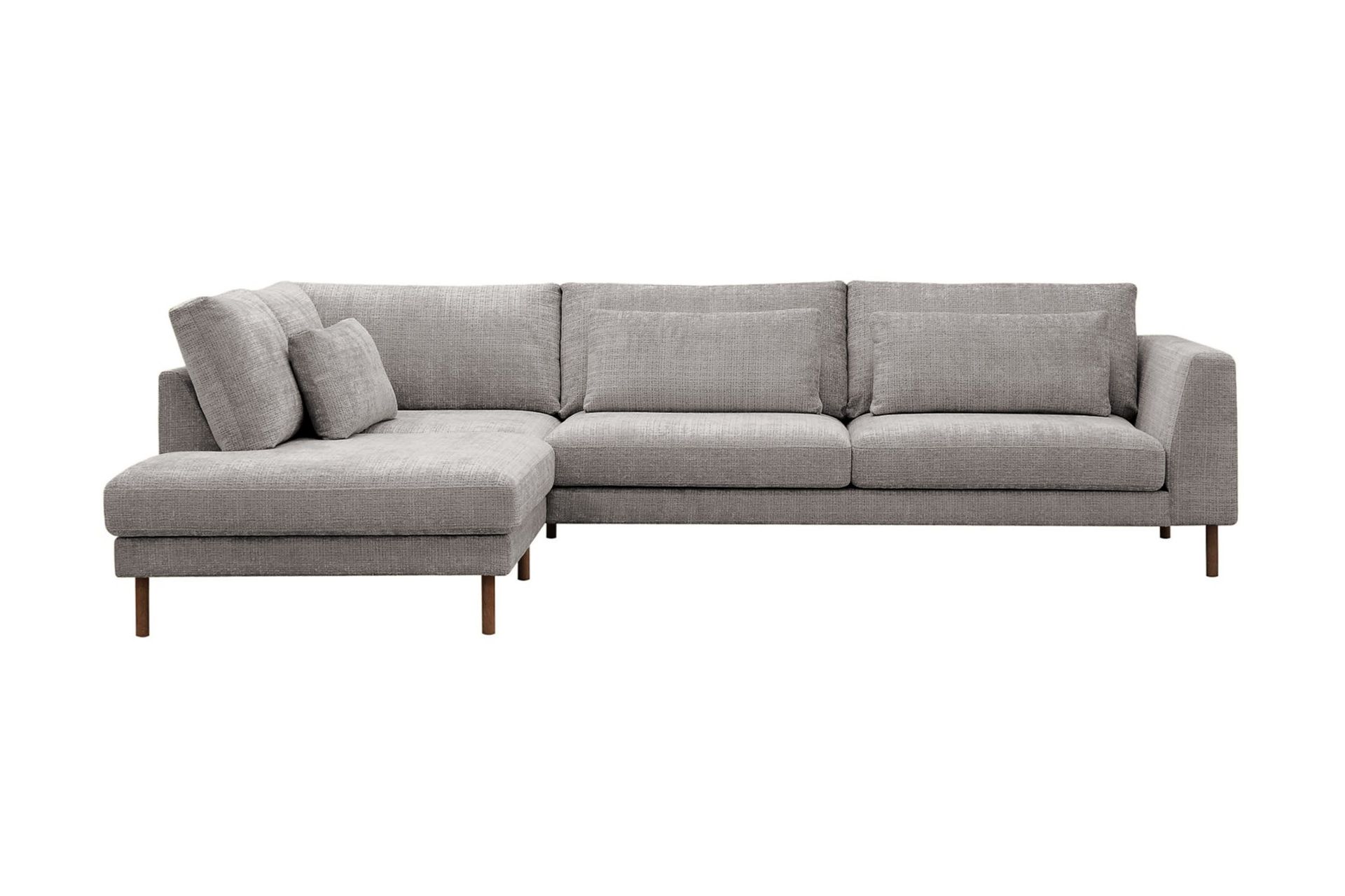 Florenz 4-sits V&auml;nsterv&auml;nd L-formad Sch&auml;slongsoffa i Chenille - Ljusgr&aring;