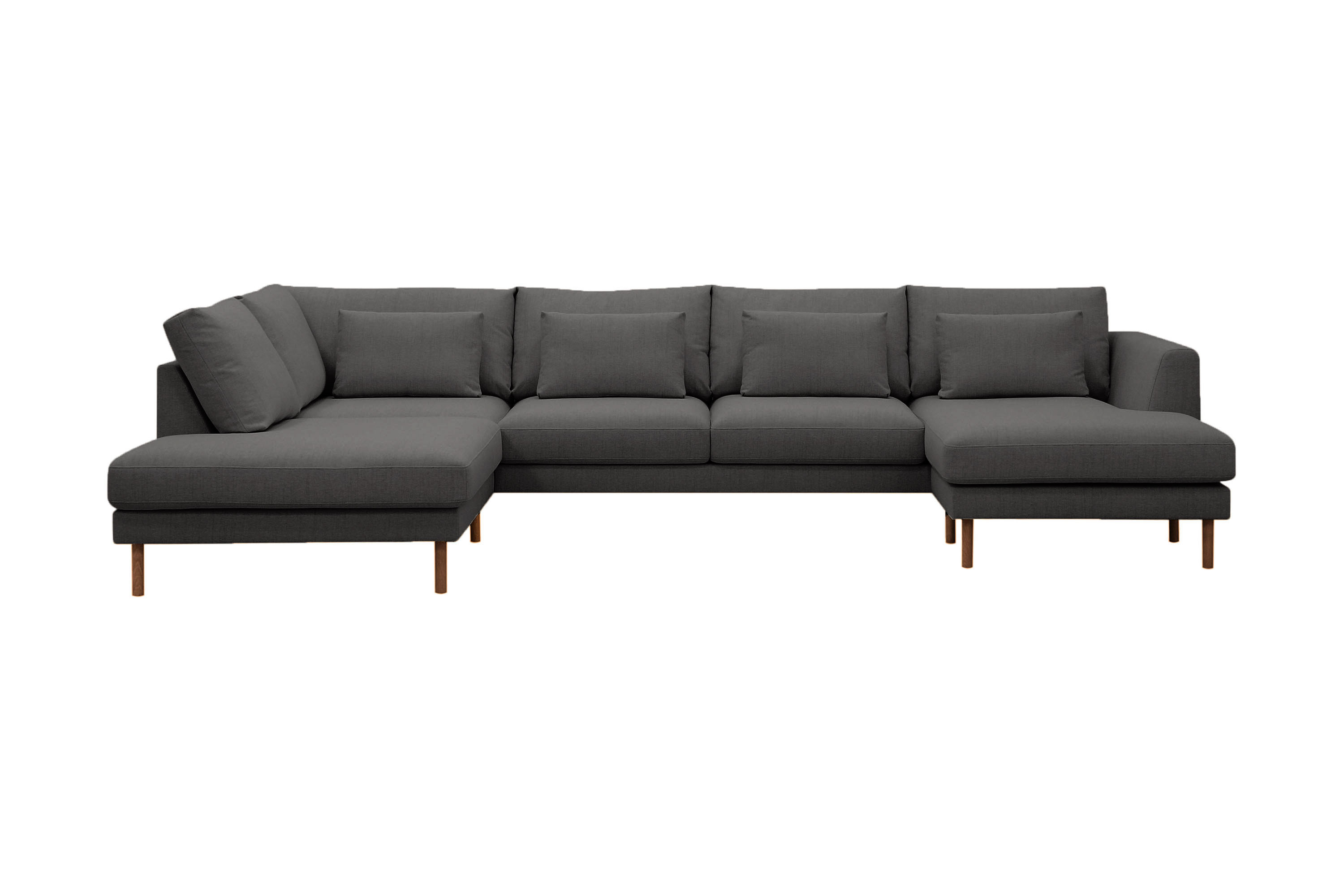 Florenz 4-sits Vänstervänd U-formad Soffa med Divan och Schäslong i Tyg Mörkgrå