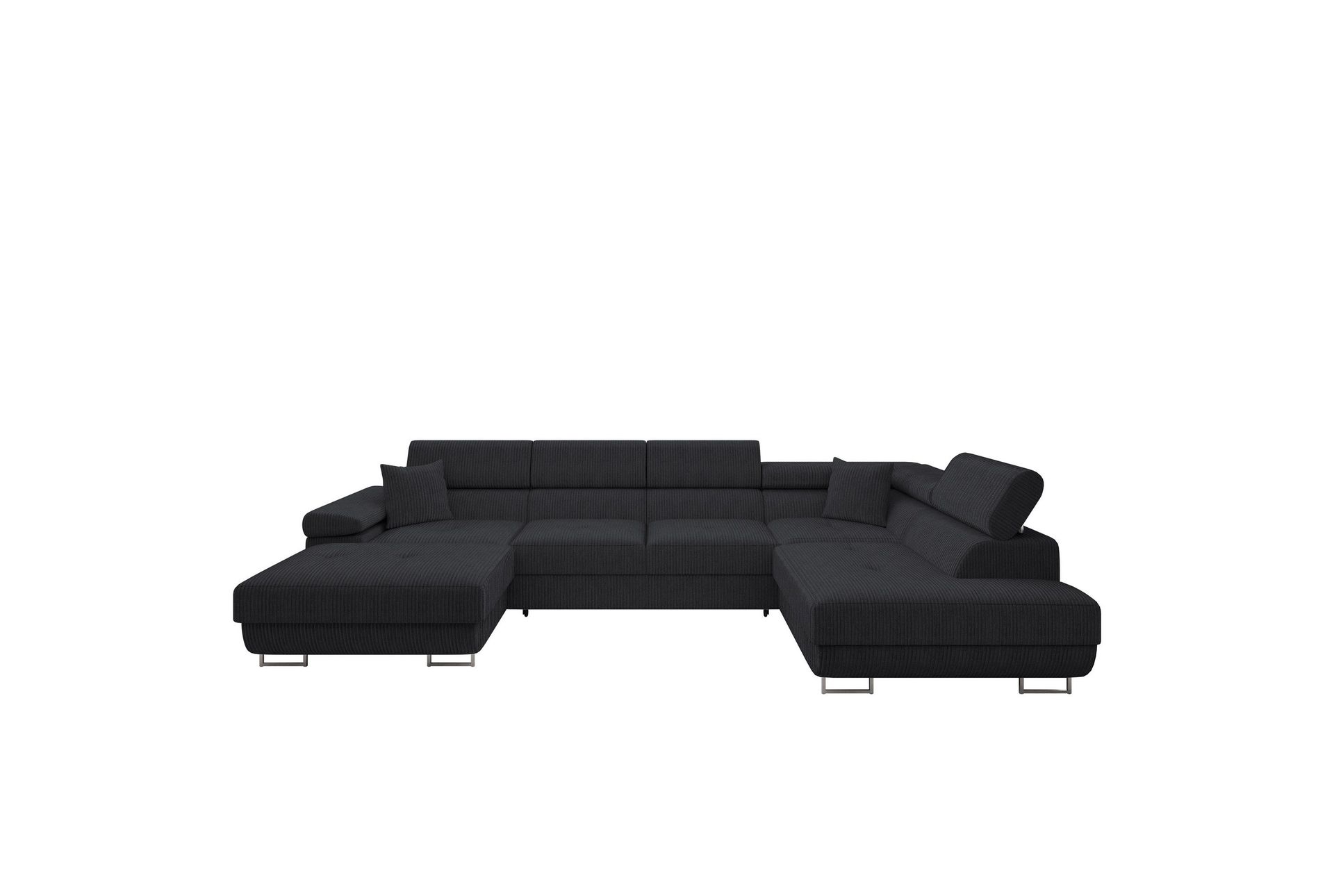 Gabina Soffa med Divan och Sch&auml;slong 4-sits - Svart