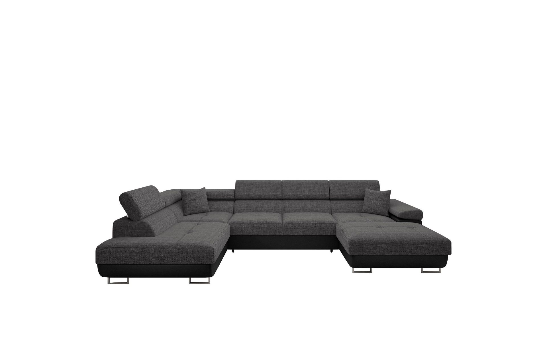 Gabina Soffa med Divan och Sch&auml;slong 4-sits - Svart/Gr&aring;