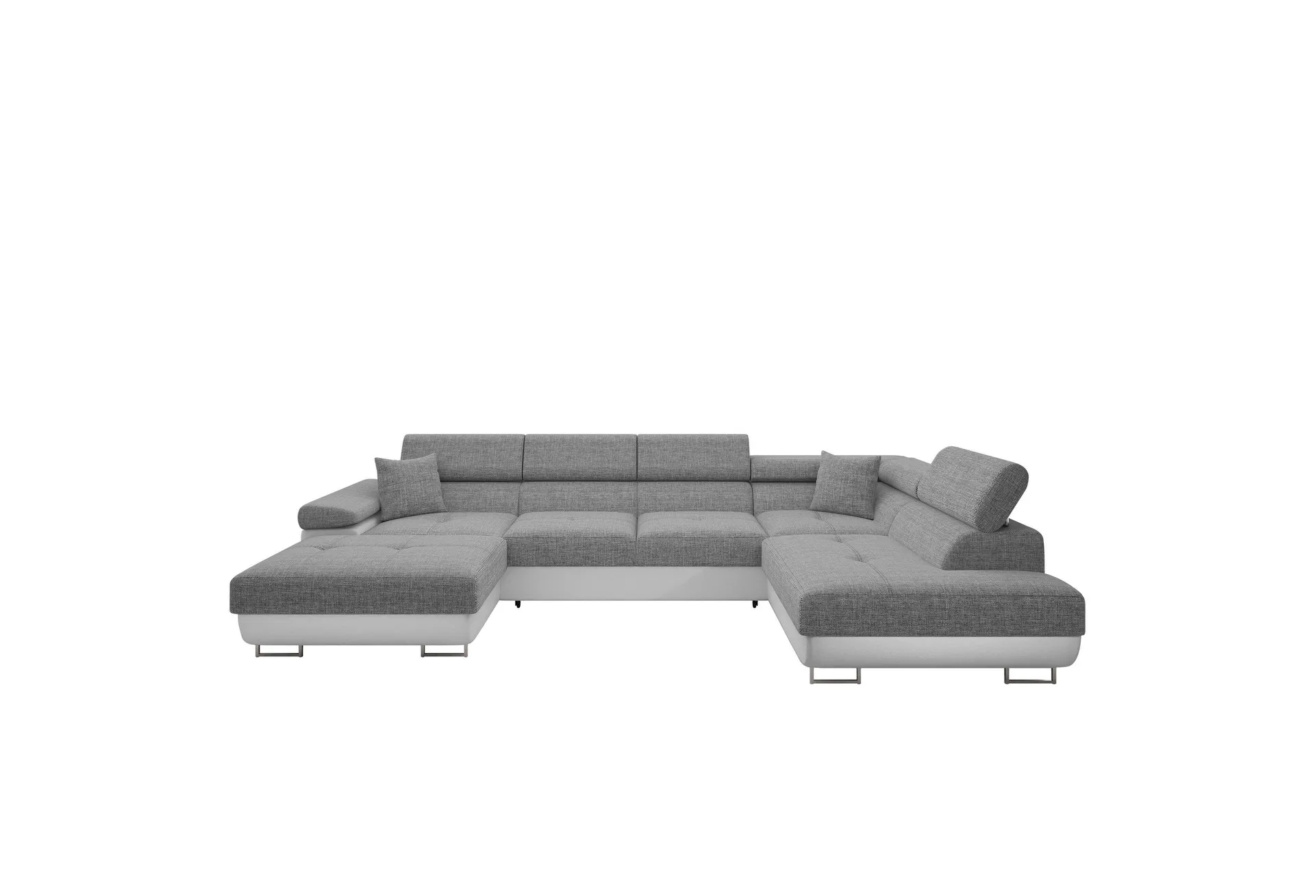 Gabina Soffa med Divan och Sch&auml;slong 4-sits - Vit/Gr&aring;
