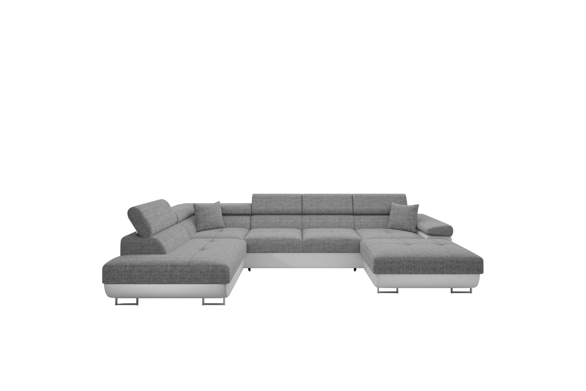 Gabina Soffa med Divan och Sch&auml;slong 4-sits - Vit/Gr&aring;