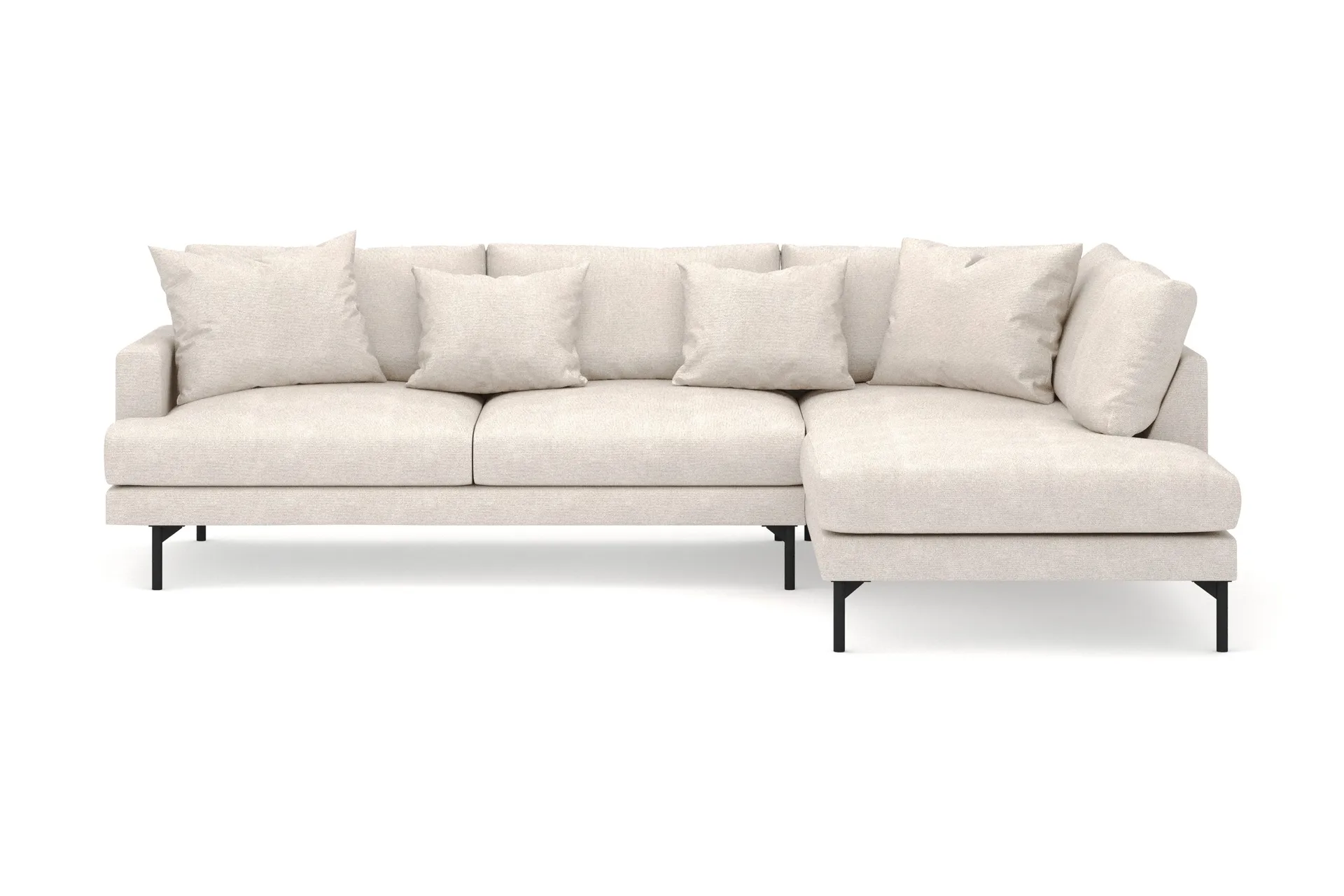 Menard 4-sits H&ouml;gerv&auml;nd L-formad Djup Sch&auml;slongsoffa i Tyg - Beige
