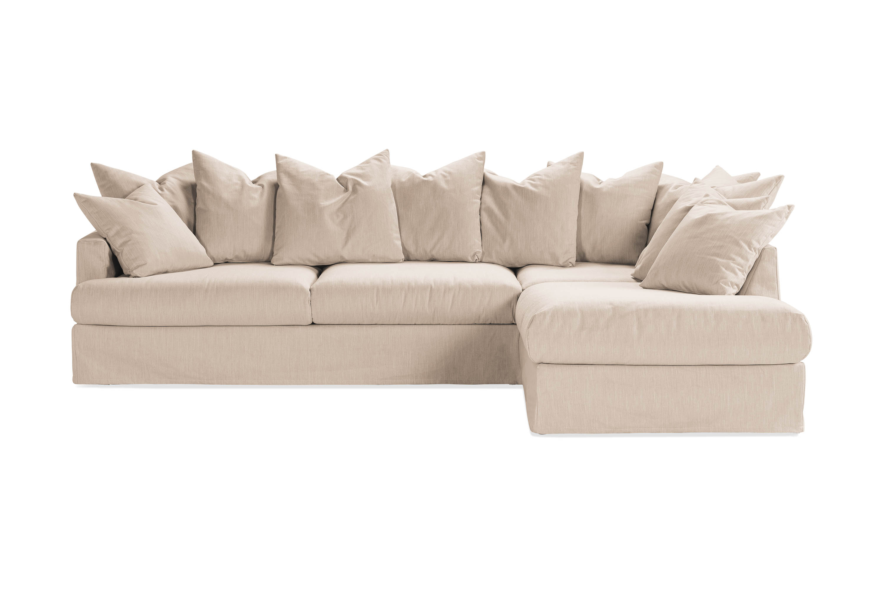 Menard 4-sits Högervänd L-formad Schäslongsoffa i Tyg Beige