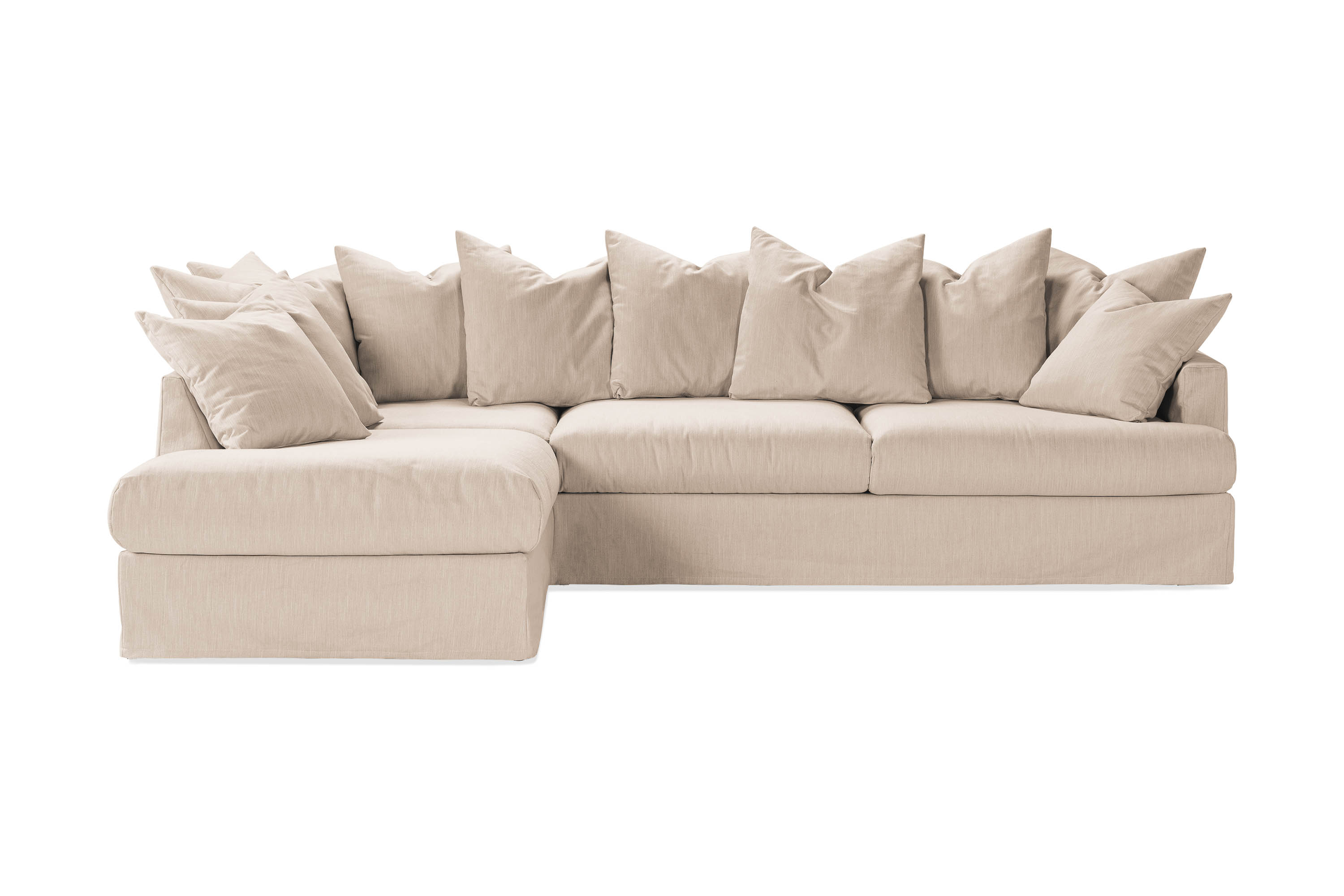 Menard 4-sits Vänstervänd L-formad Schäslongsoffa i Tyg Beige