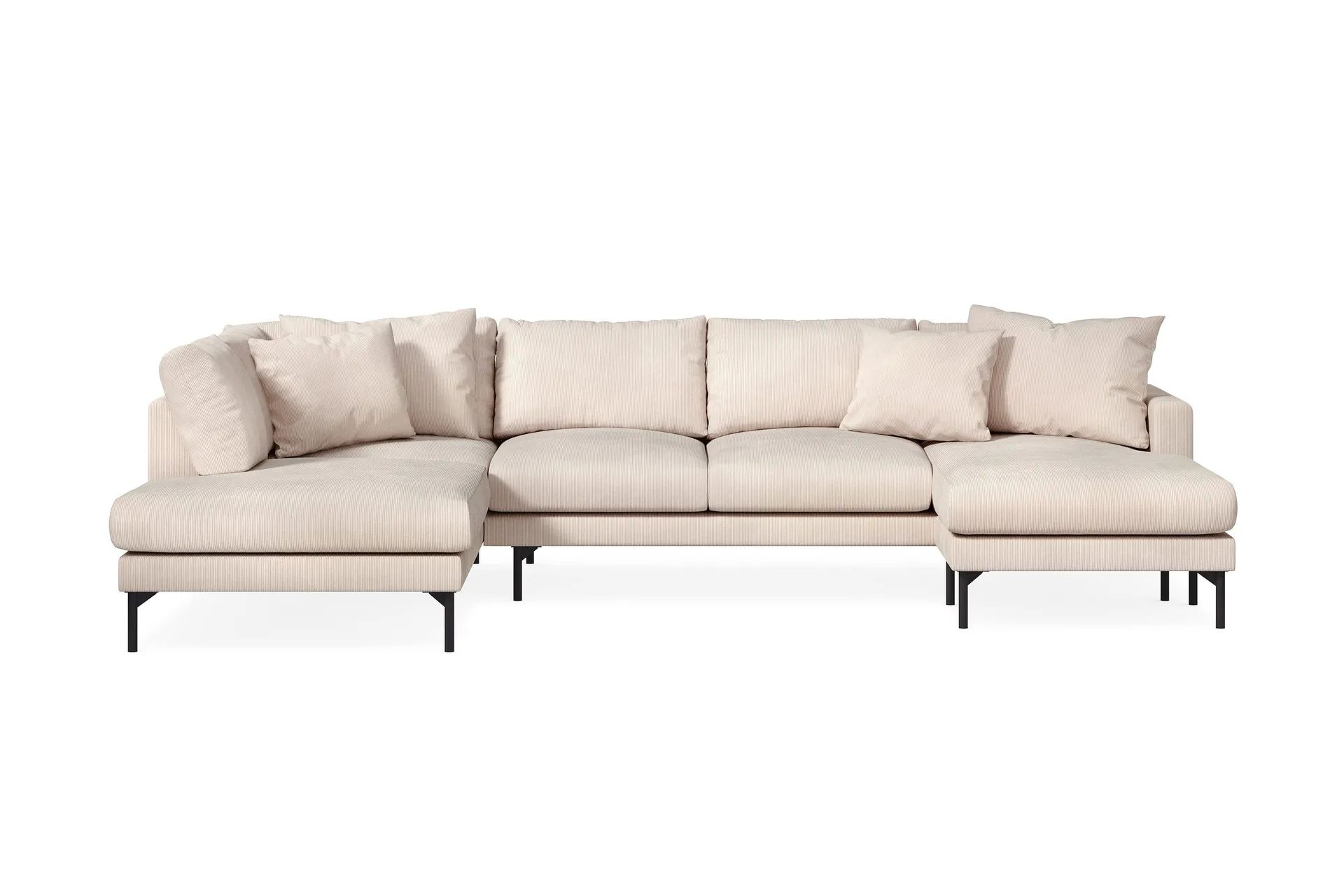 Menard 4-sits V&auml;nsterv&auml;nd Stor U-formad Djup Large Soffa med Divan och Sch&auml;slong i Manchester - Beige