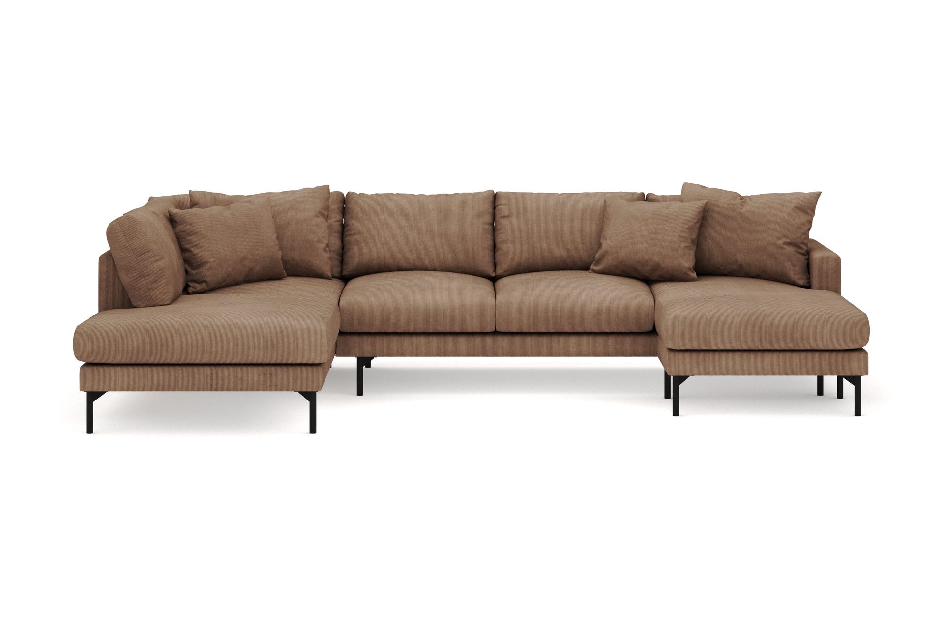 Menard 4-sits V&auml;nsterv&auml;nd Stor U-formad Djup Large Soffa med Divan och Sch&auml;slong i Manchester - Brun
