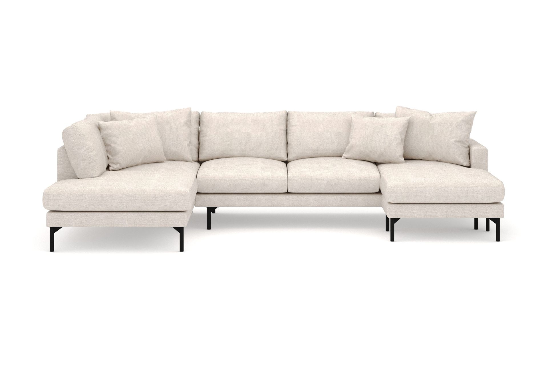 Menard 4-sits V&auml;nsterv&auml;nd Stor U-formad Djup Large Soffa med Divan och Sch&auml;slong i Tyg - Beige