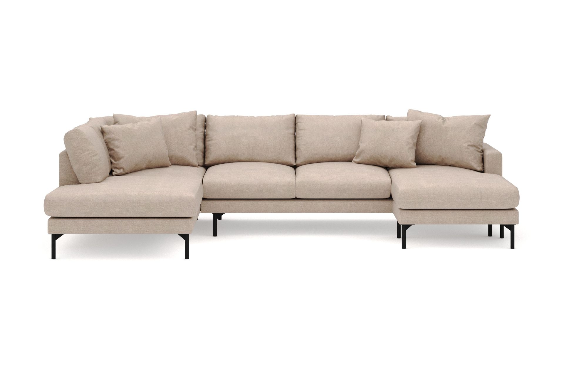 Menard 4-sits V&auml;nsterv&auml;nd Stor U-formad Djup Large Soffa med Divan och Sch&auml;slong i Tyg - Beige