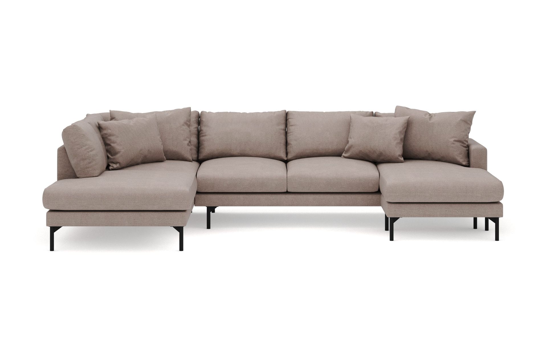 Menard 4-sits V&auml;nsterv&auml;nd Stor U-formad Djup Large Soffa med Divan och Sch&auml;slong i Tyg - Brun