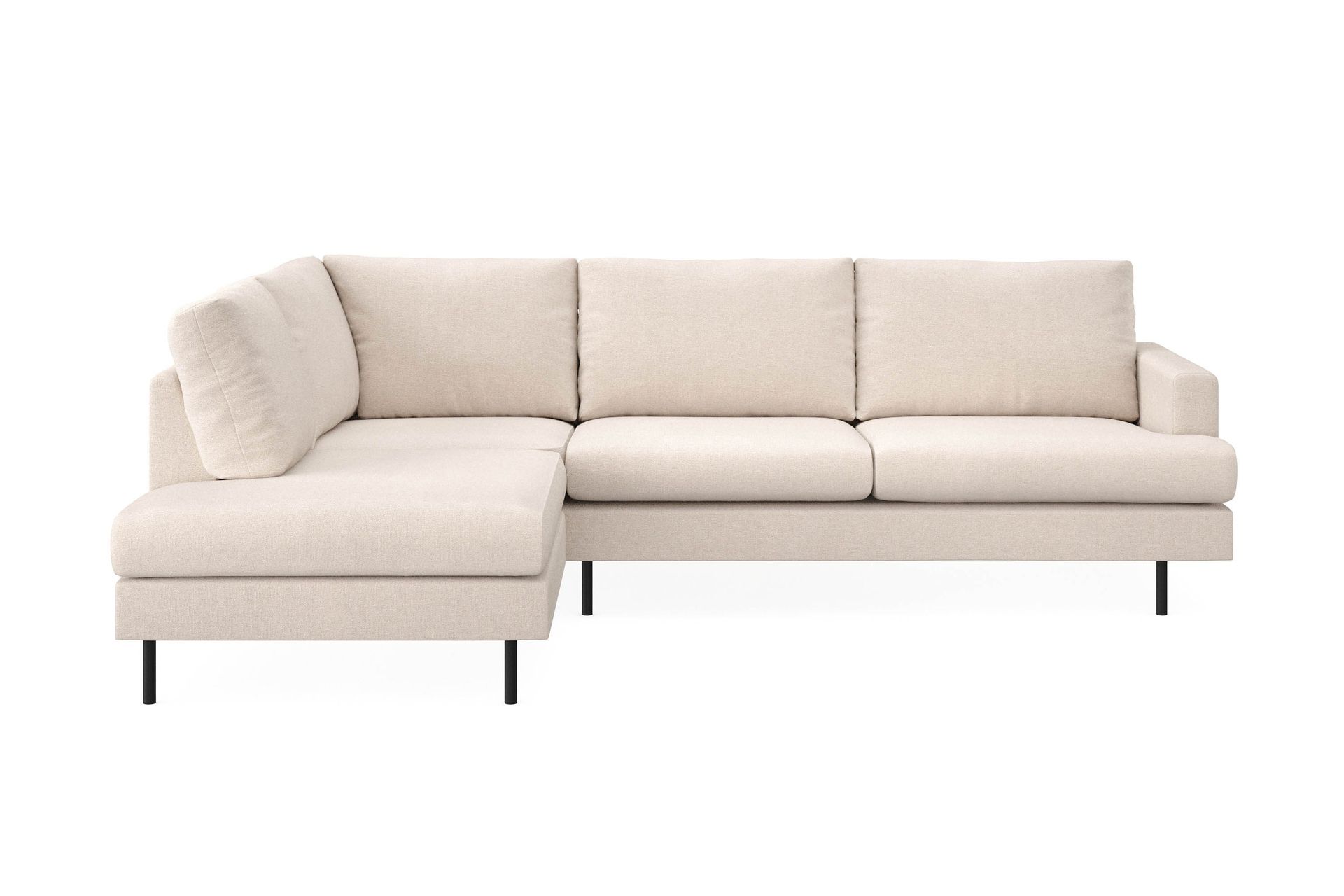 Menard Compact 4-sits V&auml;nsterv&auml;nd L-formad Sch&auml;slongsoffa i Tyg - Beige