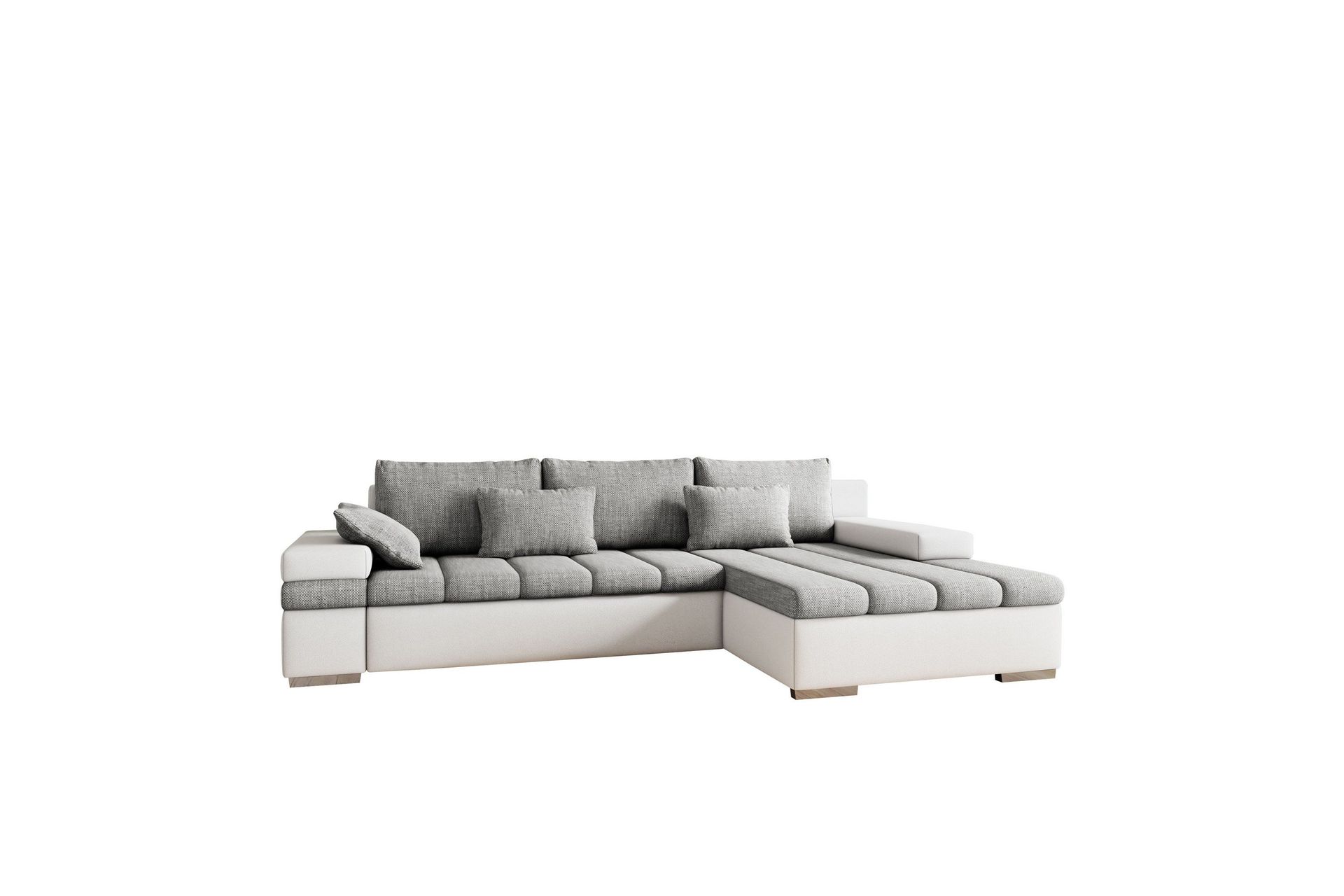 Naoma Soffa med Divan 3-sits - Vit/Ljusgr&aring;
