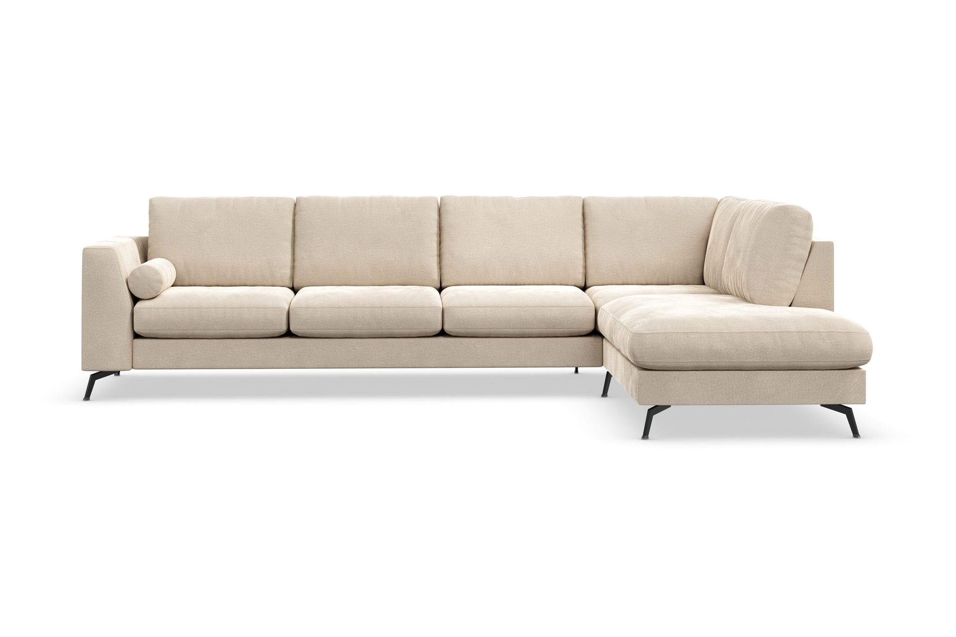 Ocean Lyx 4-sits H&ouml;gerv&auml;nd L-formad Sch&auml;slongsoffa i Sammet - Beige