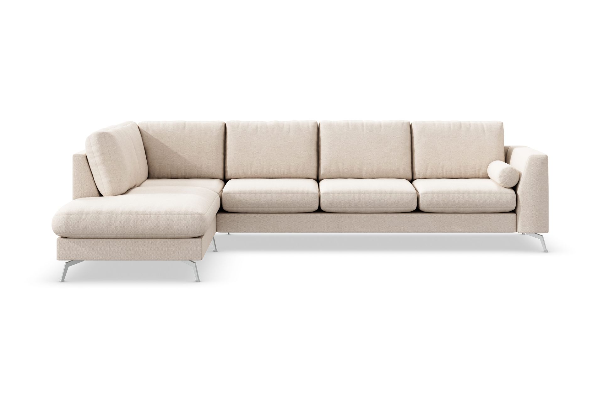 Ocean Lyx 4-sits V&auml;nsterv&auml;nd L-formad Sch&auml;slongsoffa i Tyg - Beige