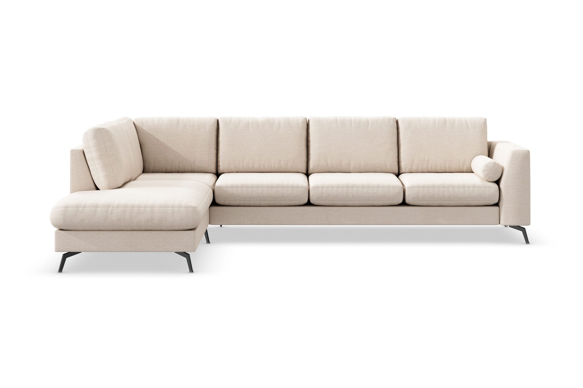 Ocean Lyx 4-sits V&auml;nsterv&auml;nd L-formad Sch&auml;slongsoffa i Tyg - Beige