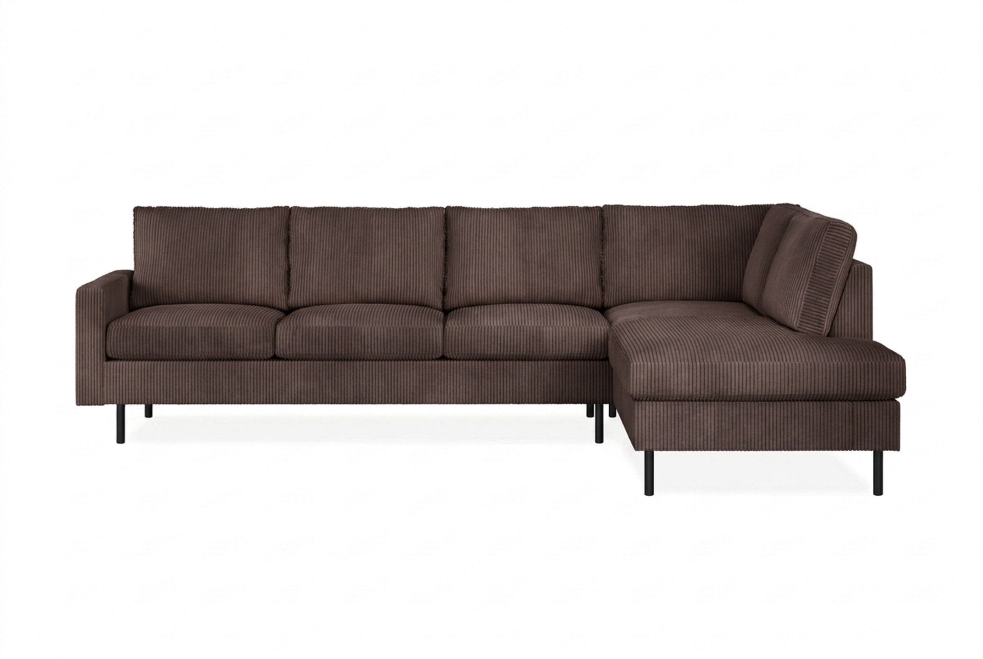 Peppe 4-sits H&ouml;gerv&auml;nd L-formad Sch&auml;slongsoffa i Manchester - M&ouml;rkbrun