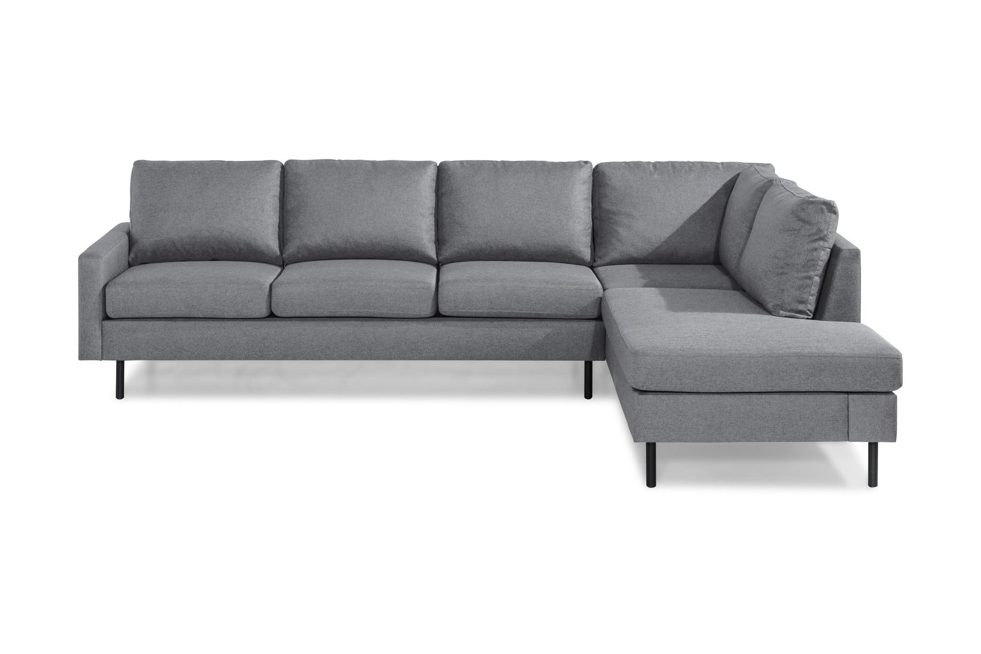 Peppe 4-sits H&ouml;gerv&auml;nd L-formad Sch&auml;slongsoffa i Tyg - Ljusgr&aring;