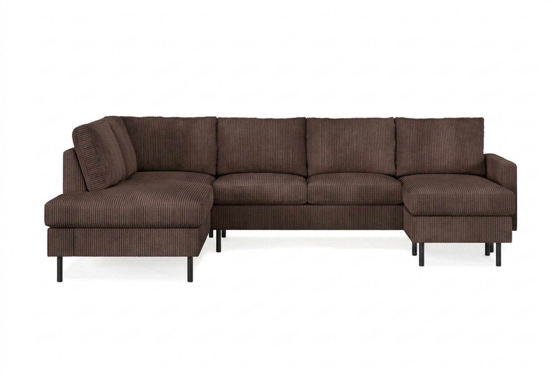Peppe 4-sits V&auml;nsterv&auml;nd U-formad Soffa med Divan och Sch&auml;slong i Manchester - M&ouml;rkbrun