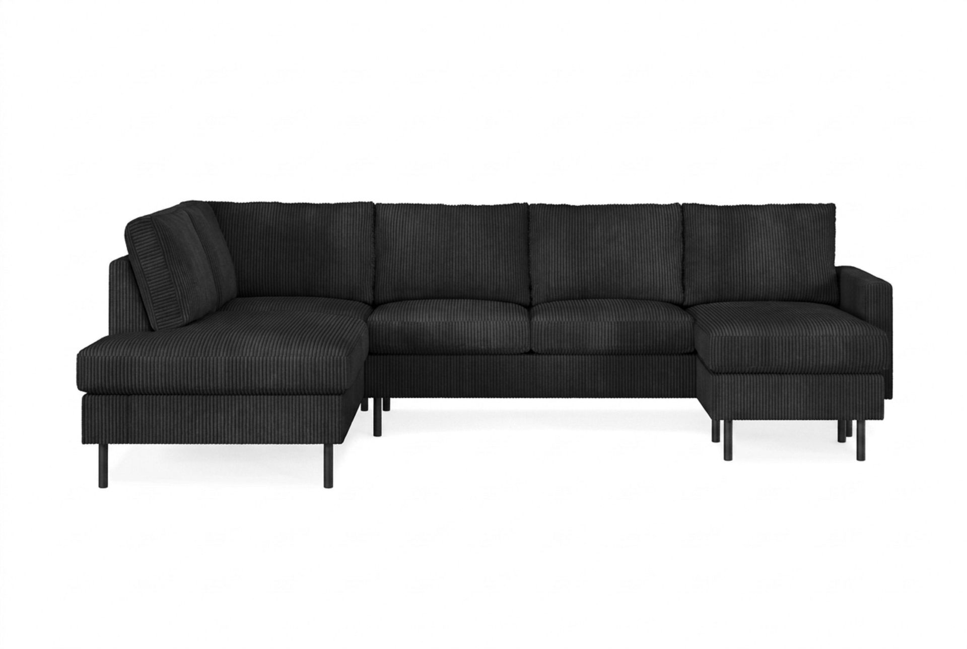 Peppe 4-sits V&auml;nsterv&auml;nd U-formad Soffa med Divan och Sch&auml;slong i Manchester - Svart
