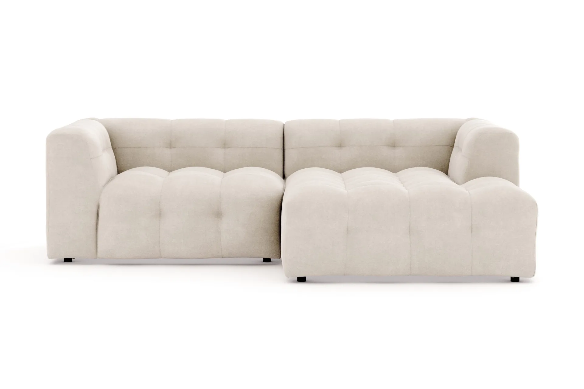 Puffy 3-sits bubblig soffa med divan h&ouml;ger - Beige