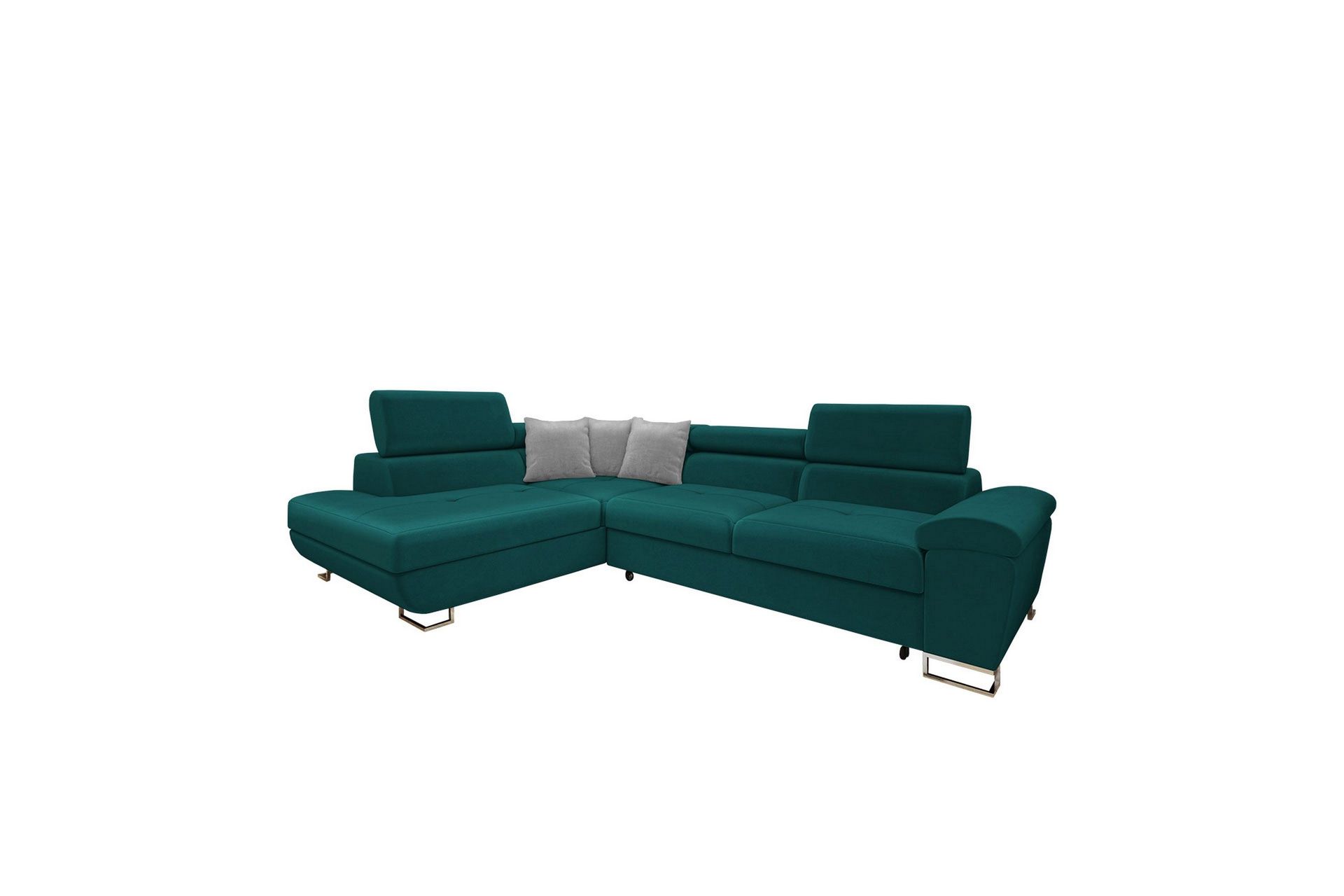 Reginia Soffa med Sch&auml;slong 3-sits - Turkos/Ljusgr&aring;