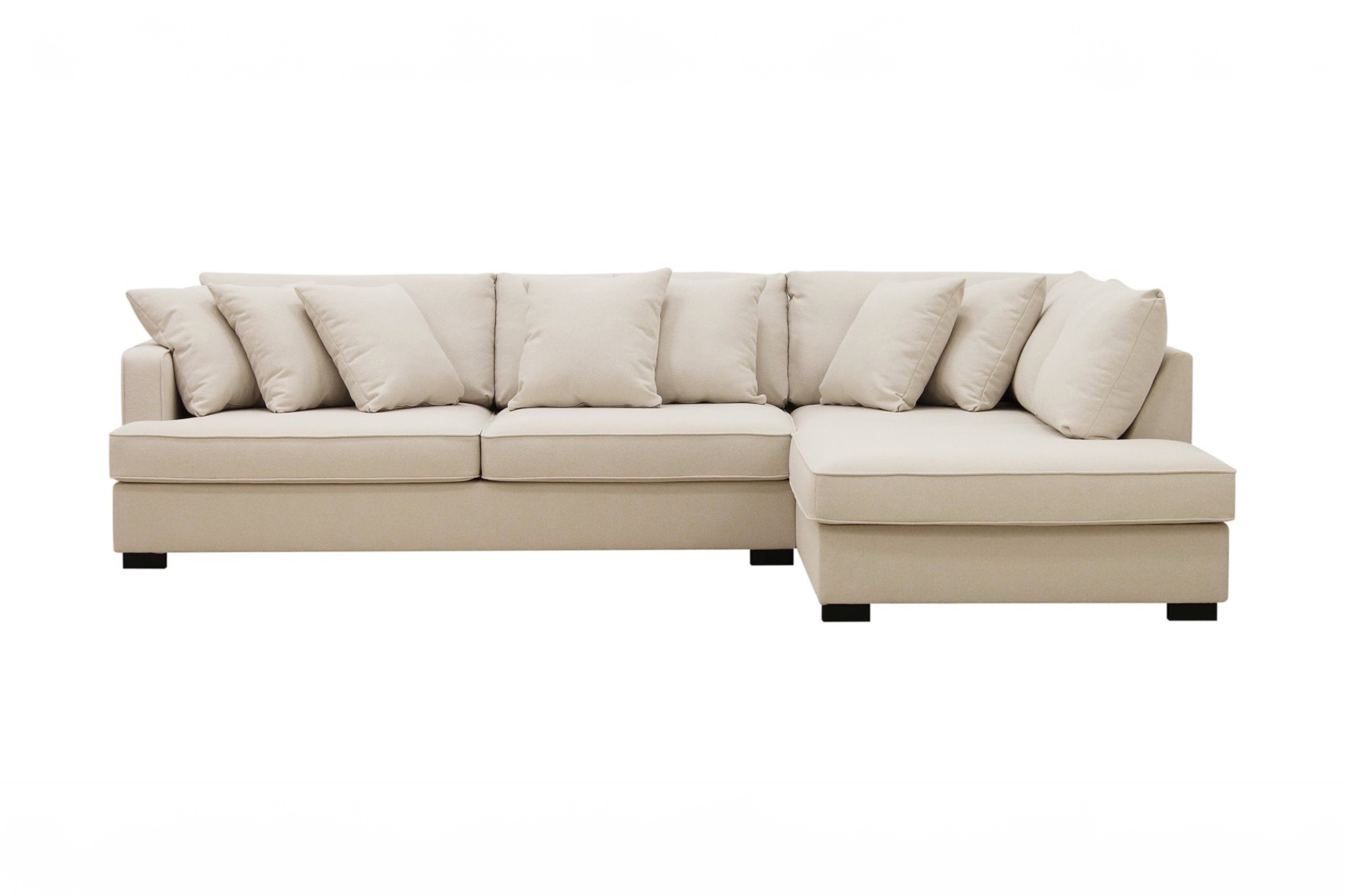 Rossita 4-sits Högervänd L-formad Djup Schäslongsoffa i BoucléBeige