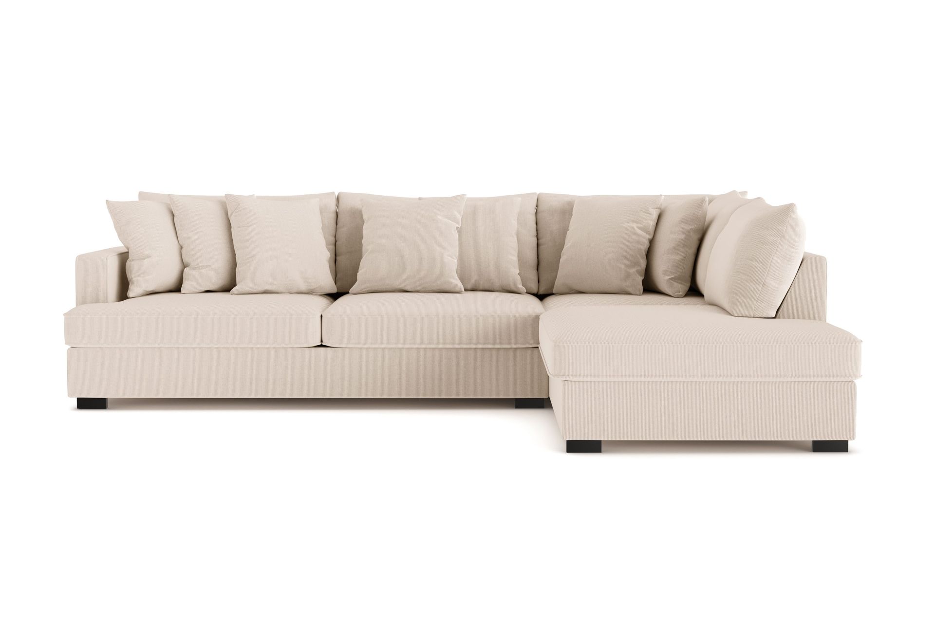 Rossita 4-sits H&ouml;gerv&auml;nd L-formad Djup Sch&auml;slongsoffa i Manchester - Beige