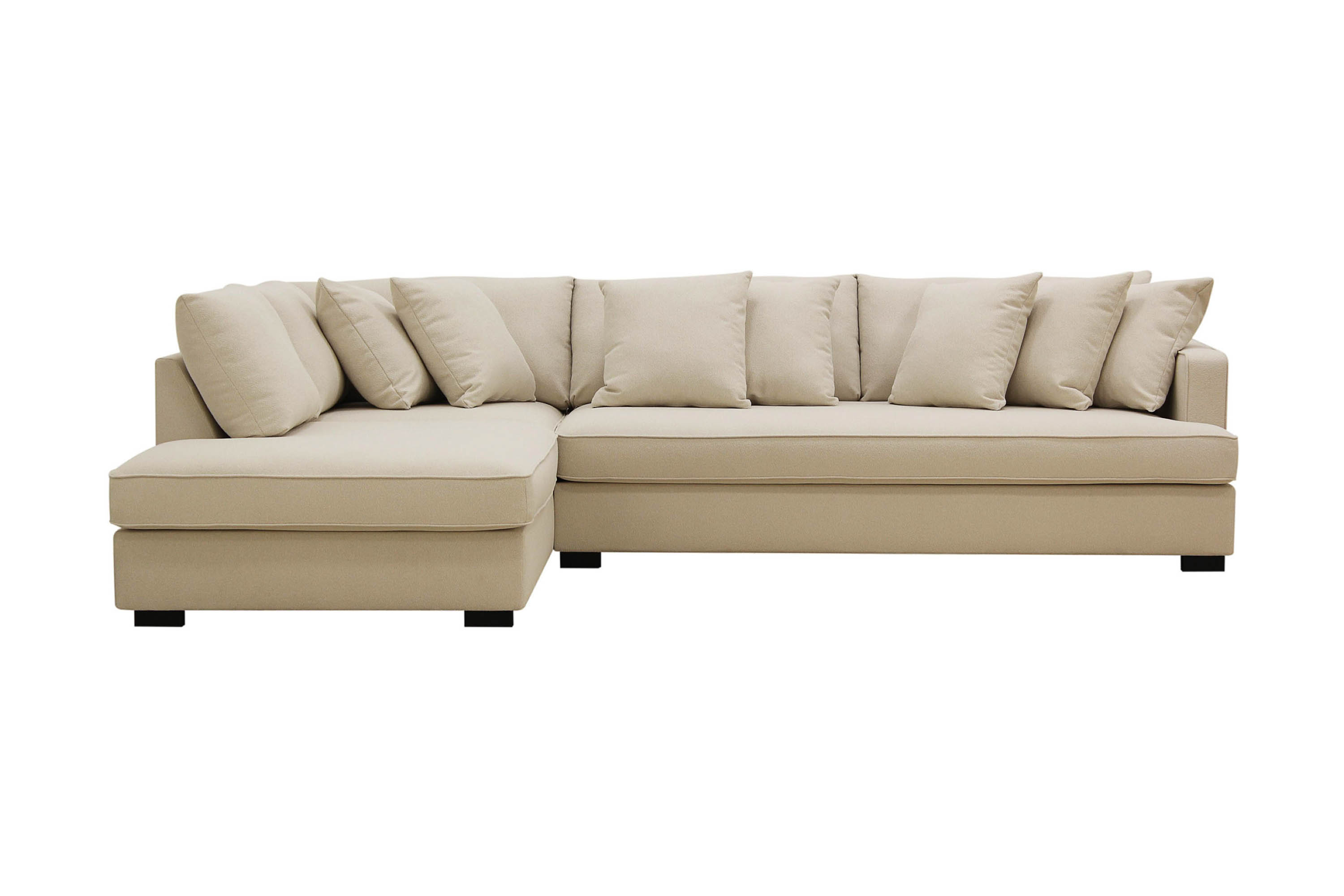 Rossita 4-sits Högervänd L-formad Djup Schäslongsoffa med Hel dyna i BoucléBeige