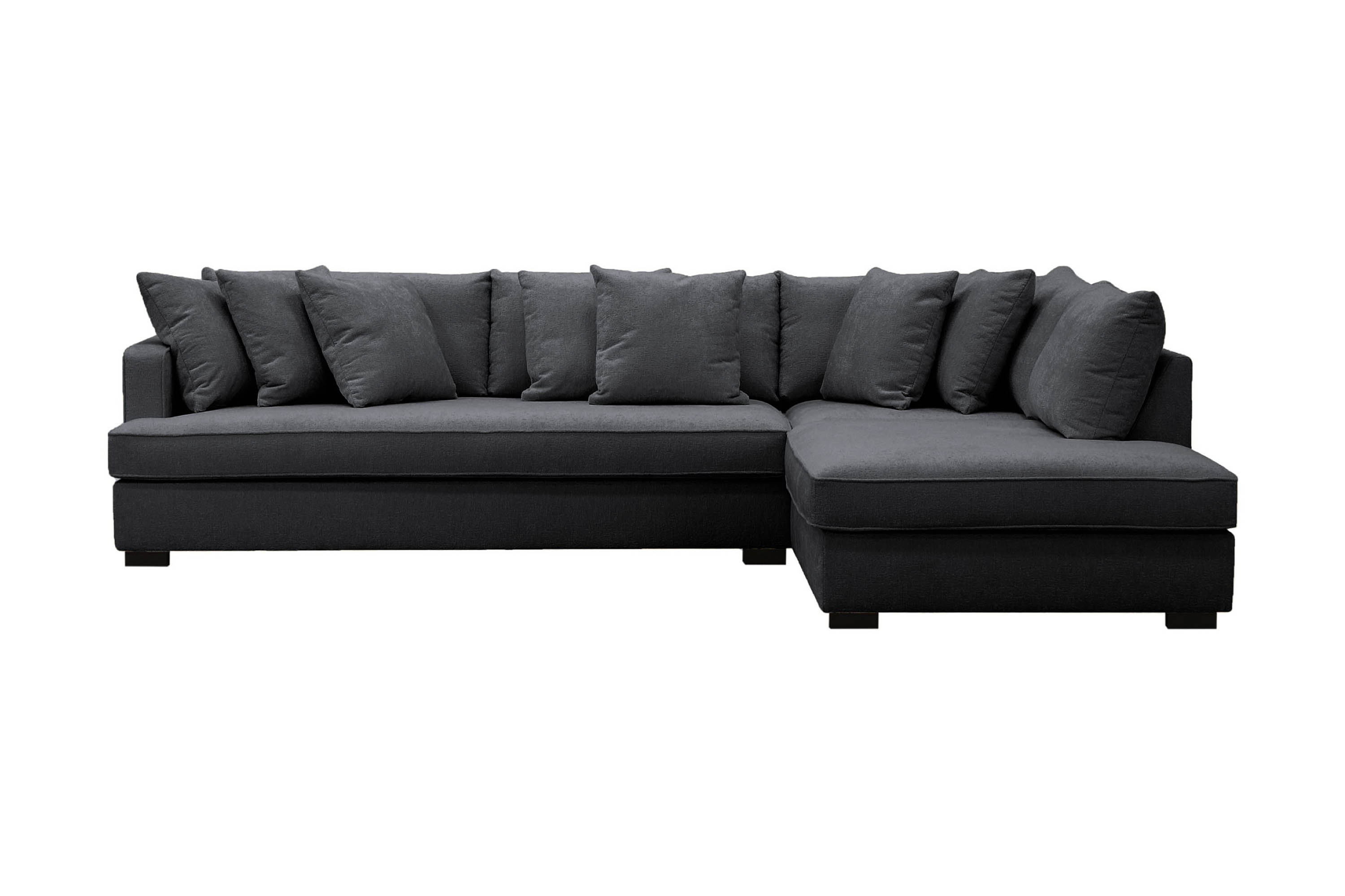 Rossita 4-sits Högervänd L-formad Djup Schäslongsoffa med Hel dyna i Chenille Svart