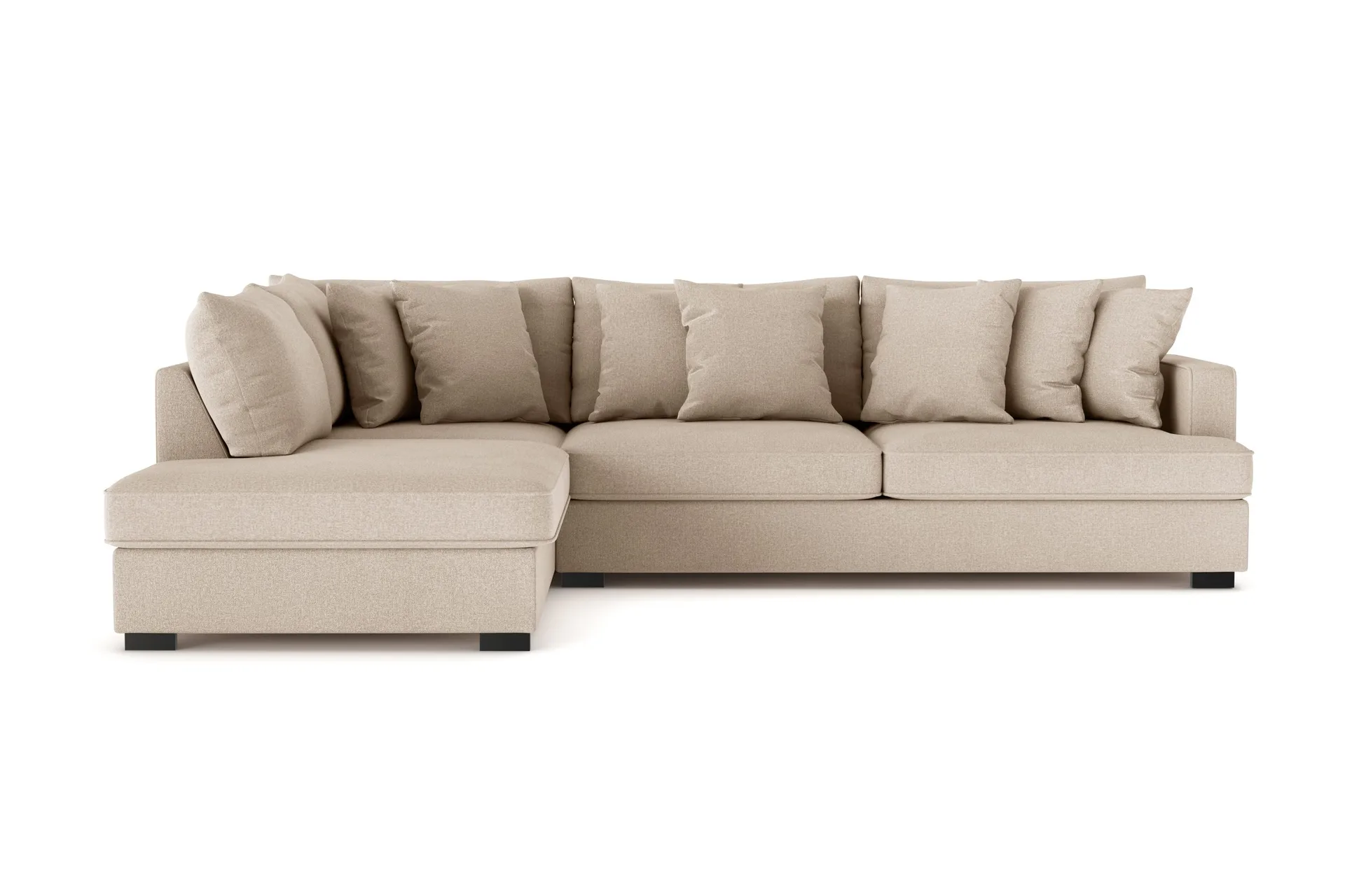 Rossita 4-sits V&auml;nsterv&auml;nd L-formad Djup Sch&auml;slongsoffa i Tyg - Beige